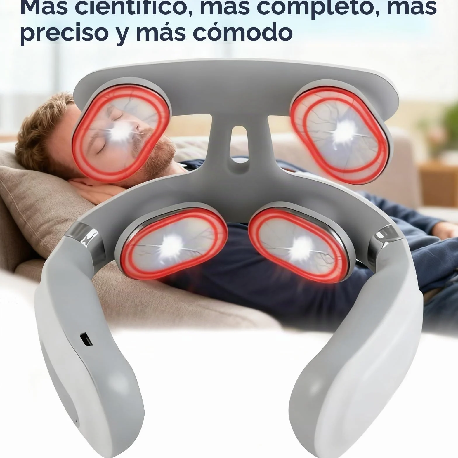 Masajeador cervical eléctrico de impulsos, 6 modos de masaje y calentamiento, 16 niveles de fuerza ajustables, portátil con control de voz
