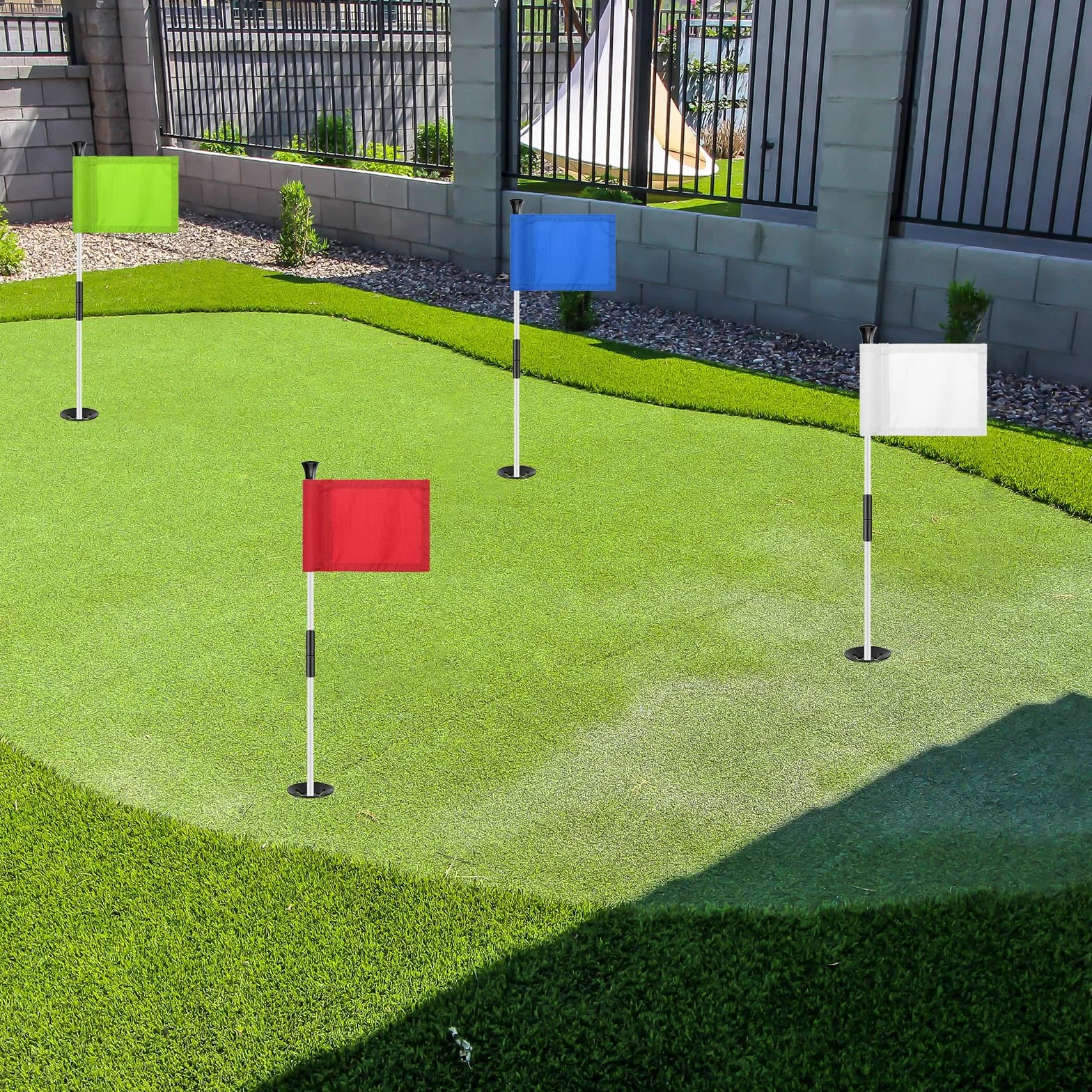 PATIKIL Banderín De Golf De 7 x 5 Pulgadas, 6 Piezas De 420D Nylon Mini Banderines Para Jardín Portátiles Con Tubo Insertado Para Exterior Interior Patio Trasero Jardín, Verde