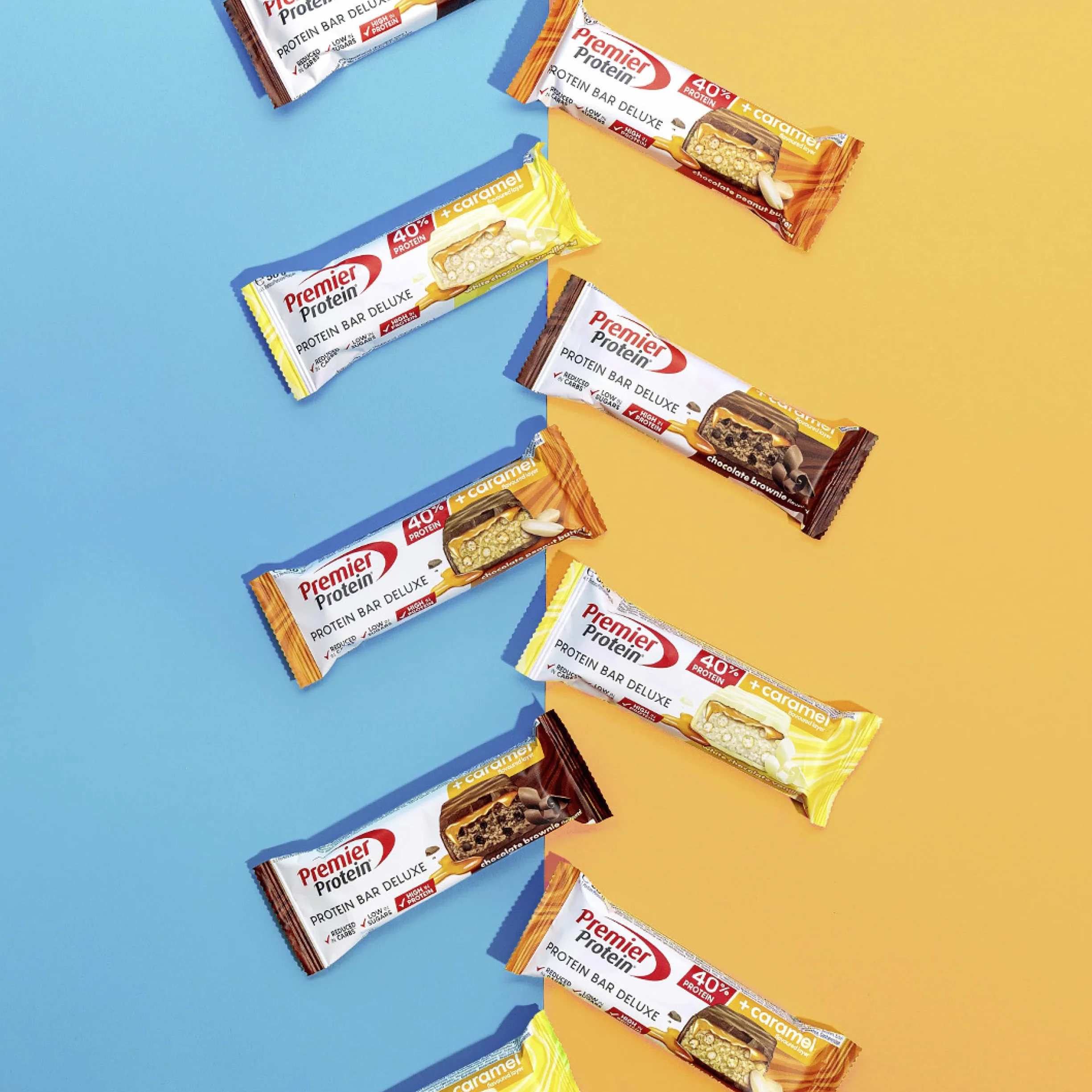 Premier Protein Deluxe 40% Protein Bar Multiflavourbox 15x50g Low Sugar Low Carb palmölfrei