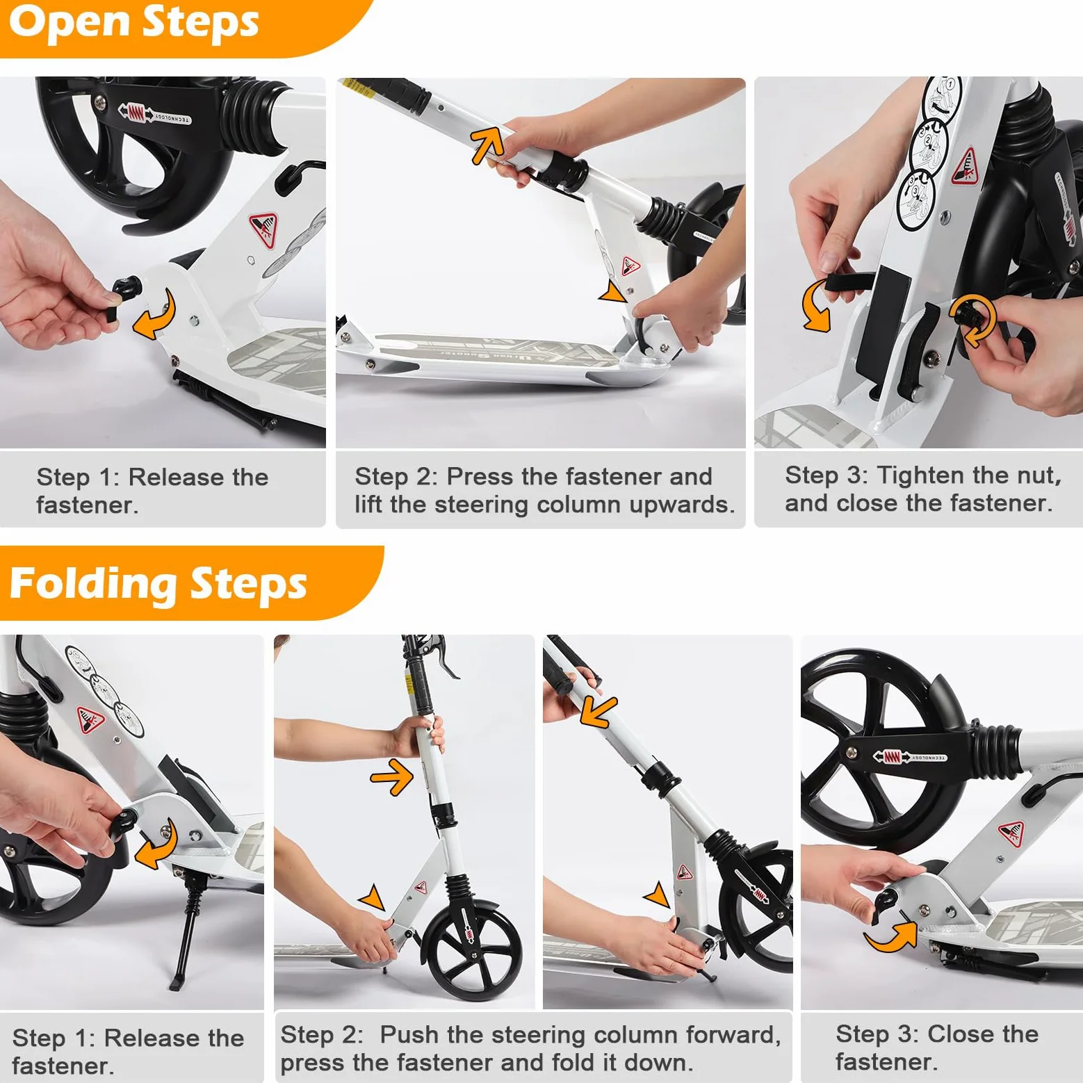 Patinete Plegable para Adultos con Ruedas 200 mm Frenos Disco Altura Ajustable