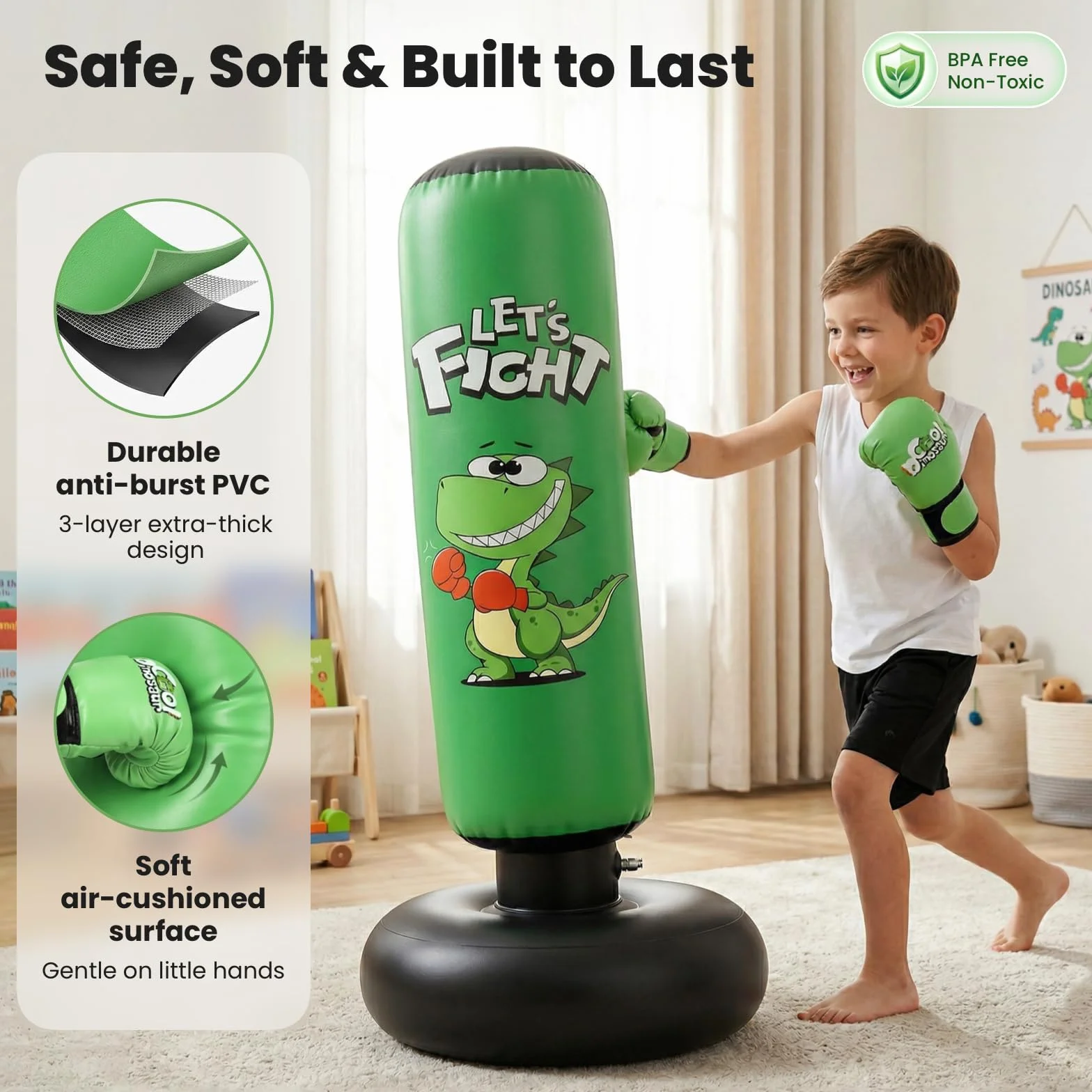 Saco de Boxeo para Niños 120 cm con Guantes y Base Estable, para Karate y Taekwondo