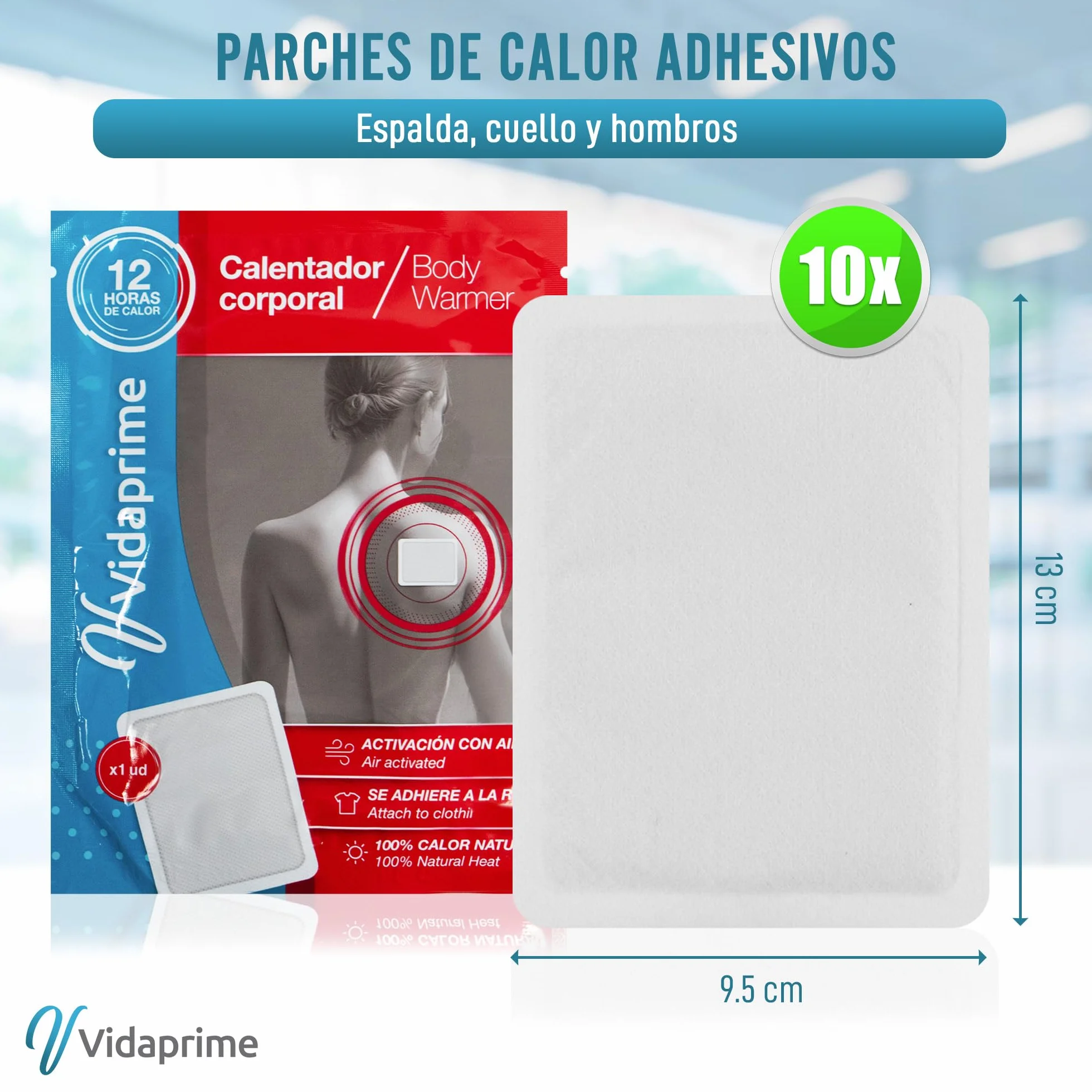 Parches de Calor para la Espalda Cuello y Hombros Pack x10 Alivio Dolor Muscular 24 Horas