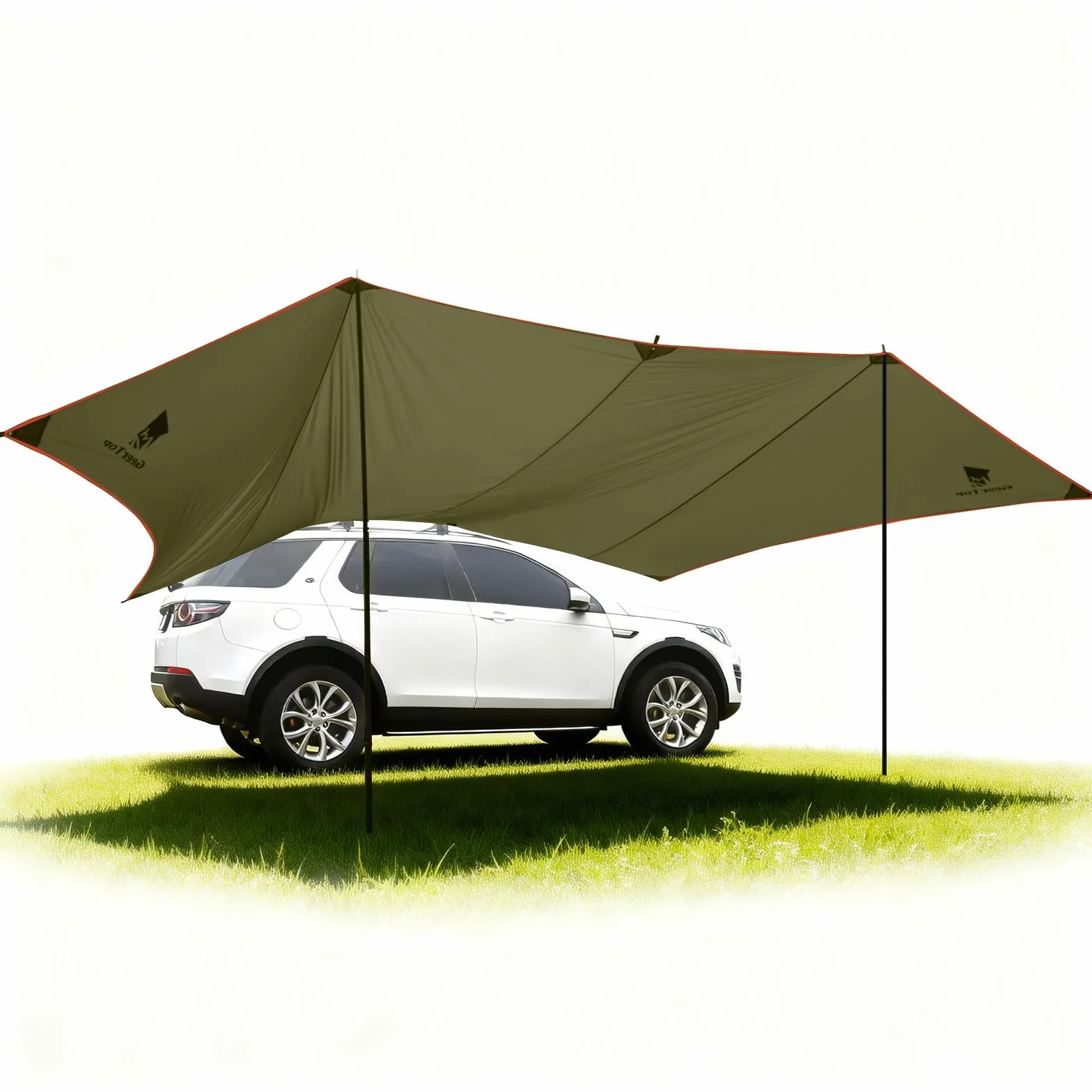 GEERTOP Toldo Lateral para Coche 3,5 x 5,8 m Impermeable 3000mm con 2 Mástiles Ajustables