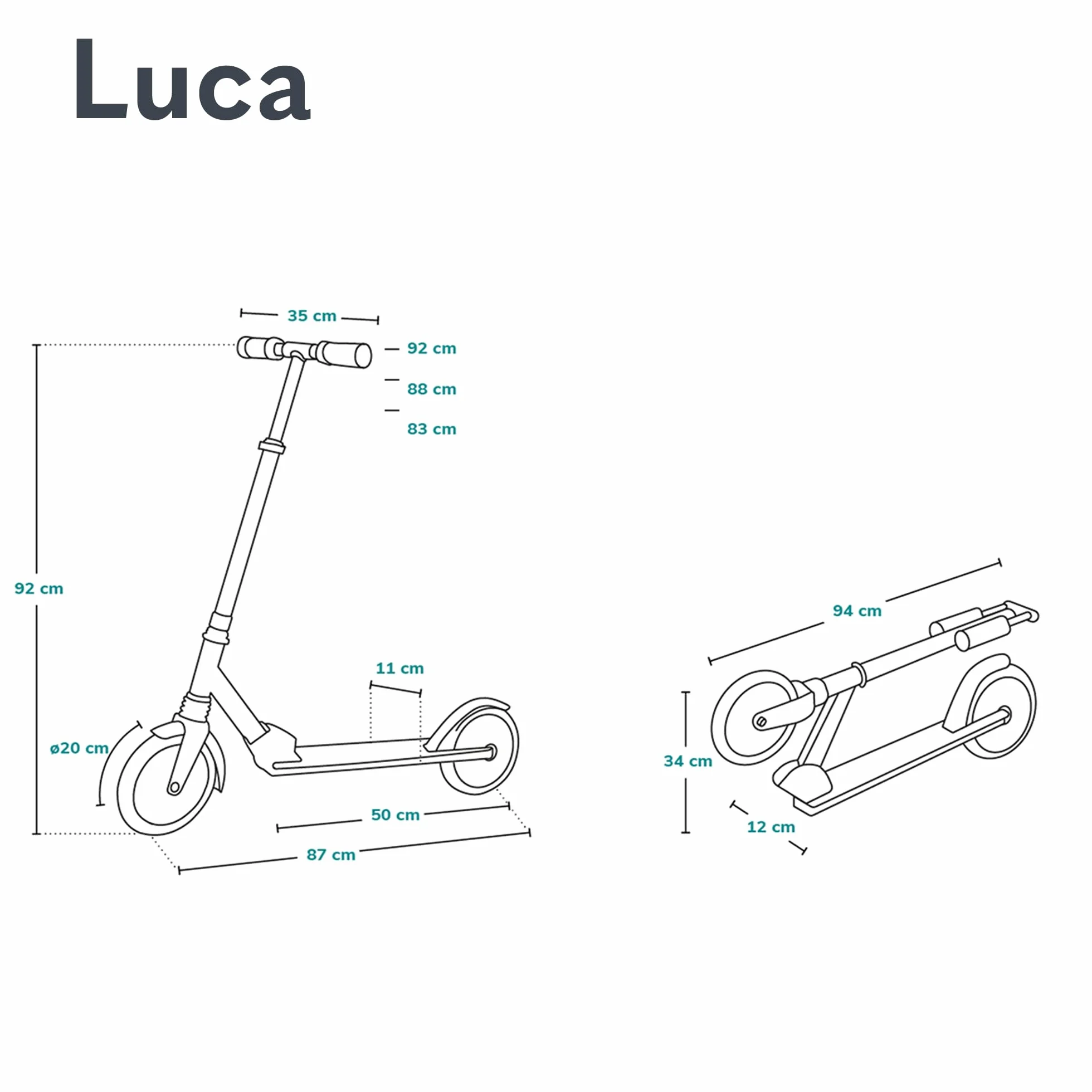 Lionelo Luca Patinete Urbano XXL hasta 100 kg, Scooter niños Ruedas 200 mm ShockResist Amortiguador