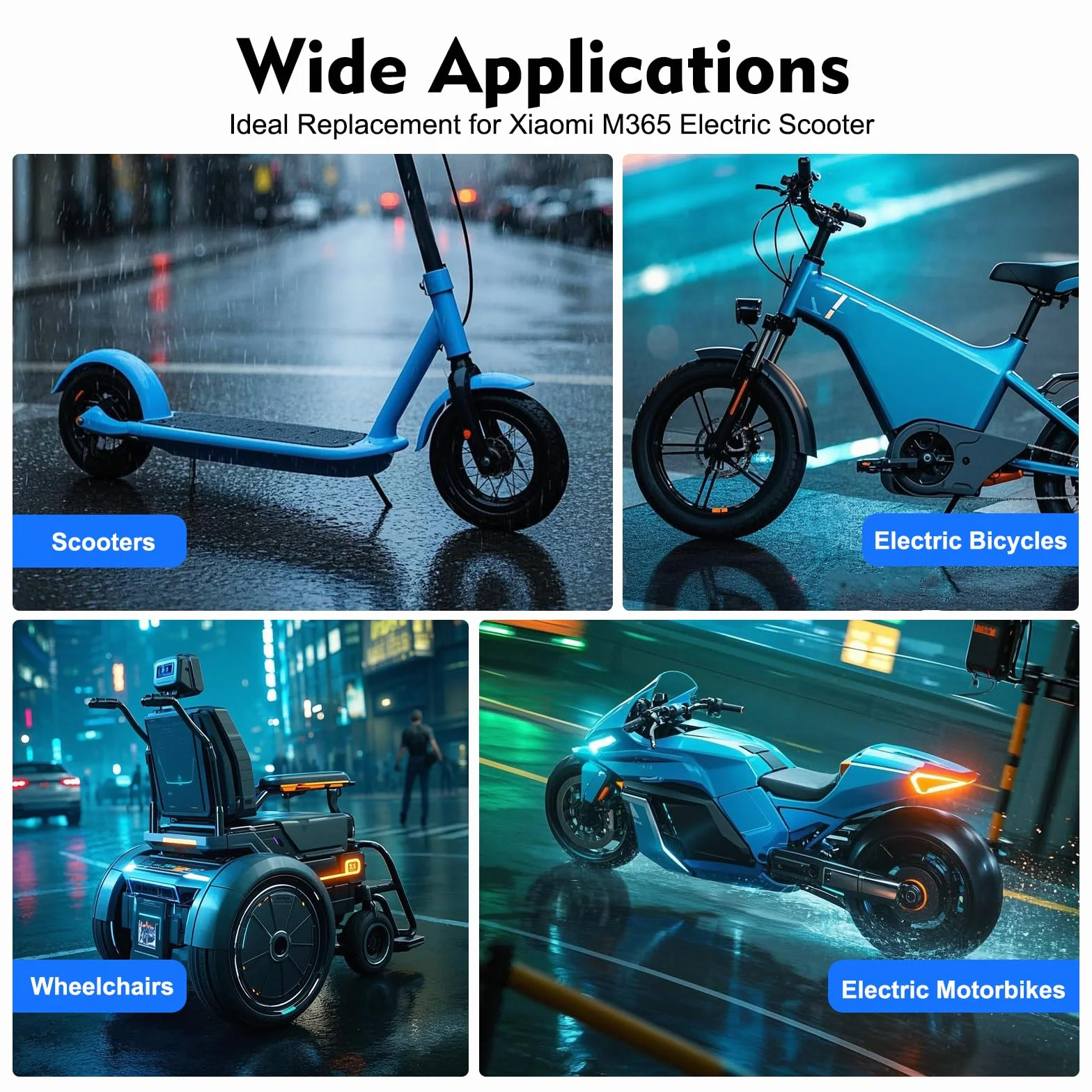 Motor eléctrico 350 W Brushless 36 V 600r/min IP54 para Xiaomi M365 E-Scooter E-Bike Negro