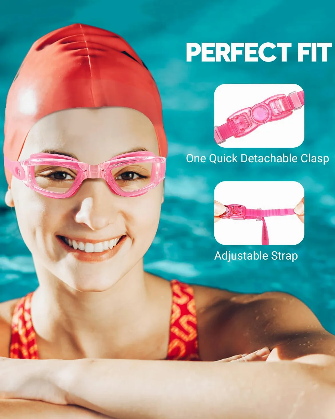 Juego de 2 gafas de natación sin fugas para adultos, hombres, mujeres, jóvenes