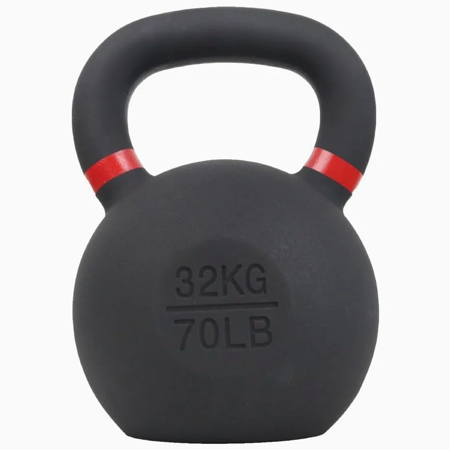 Kettlebell Hierro Fundido 32kg Viok Sport – Pesa rusa de hierro fundido Negra, base plana, t– Entrenamiento funcional & gimnasio en casa