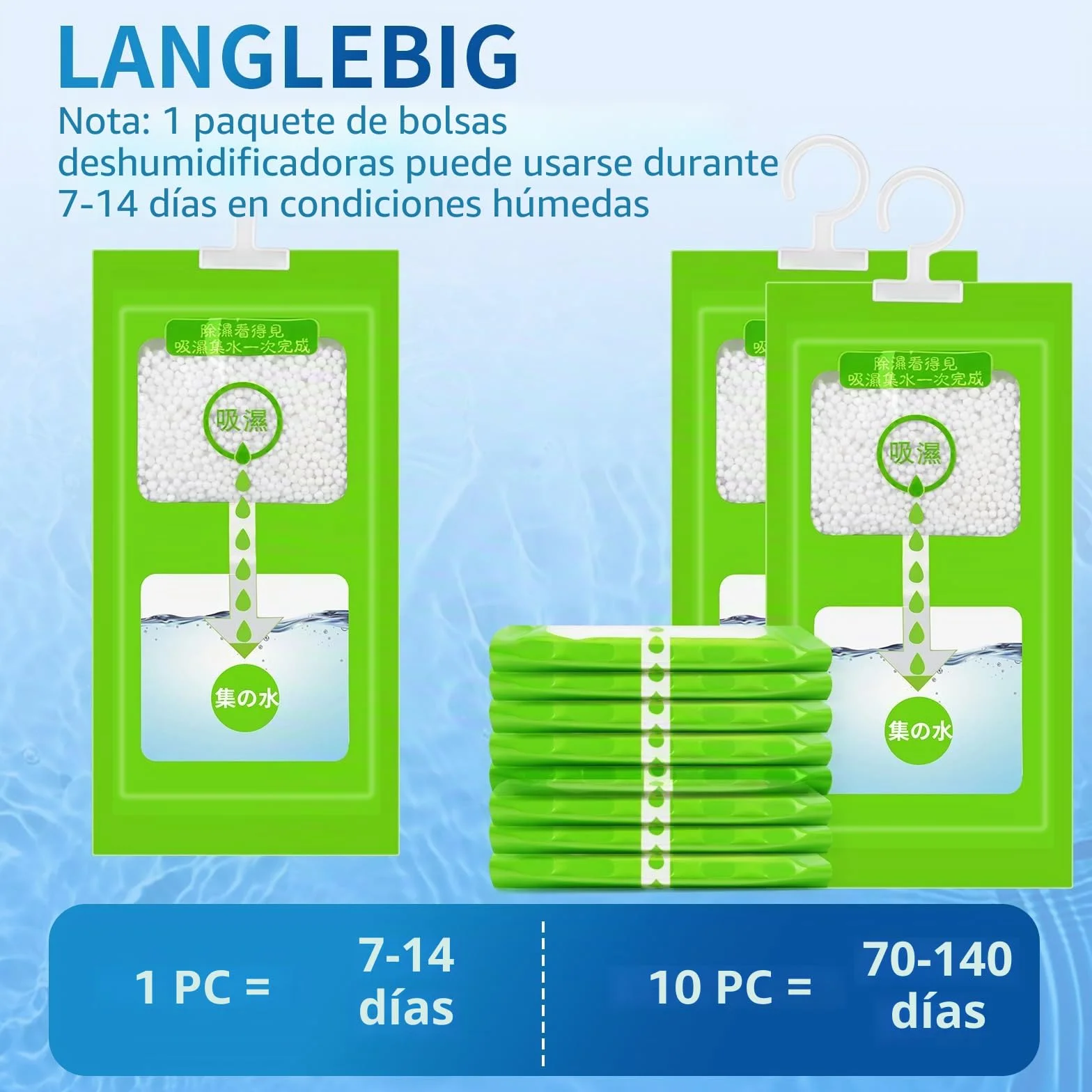 Bolsas de deshumidificación 100 g para armarios sótanos dormitorios baños