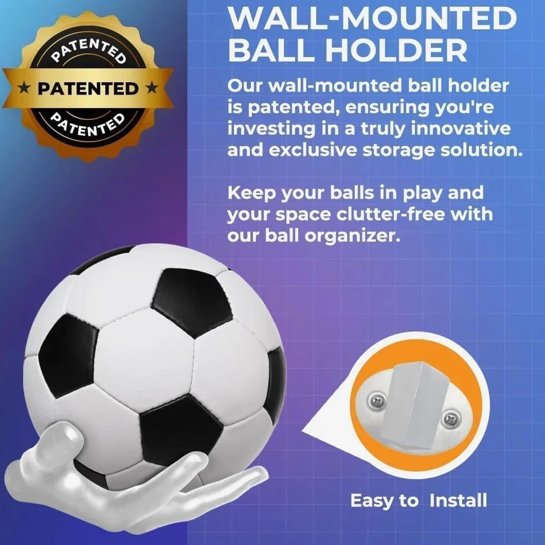 Estante Almacenamiento Baloncesto 22x17cm Soporte Pared Balonmano con 3 Tornillos, Soporte de Decoración Artística, Apto para Baloncesto, Fútbol, Fútbol