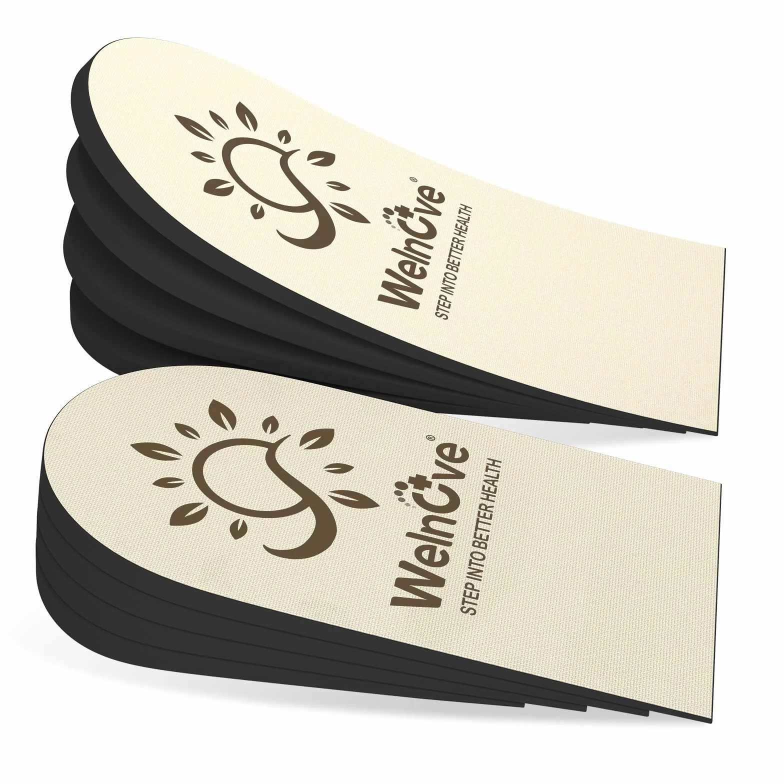 Welnove 4 capas de zapatos ajustables para piernas desiguales, incremento de altura 1 pulgada, beige M
