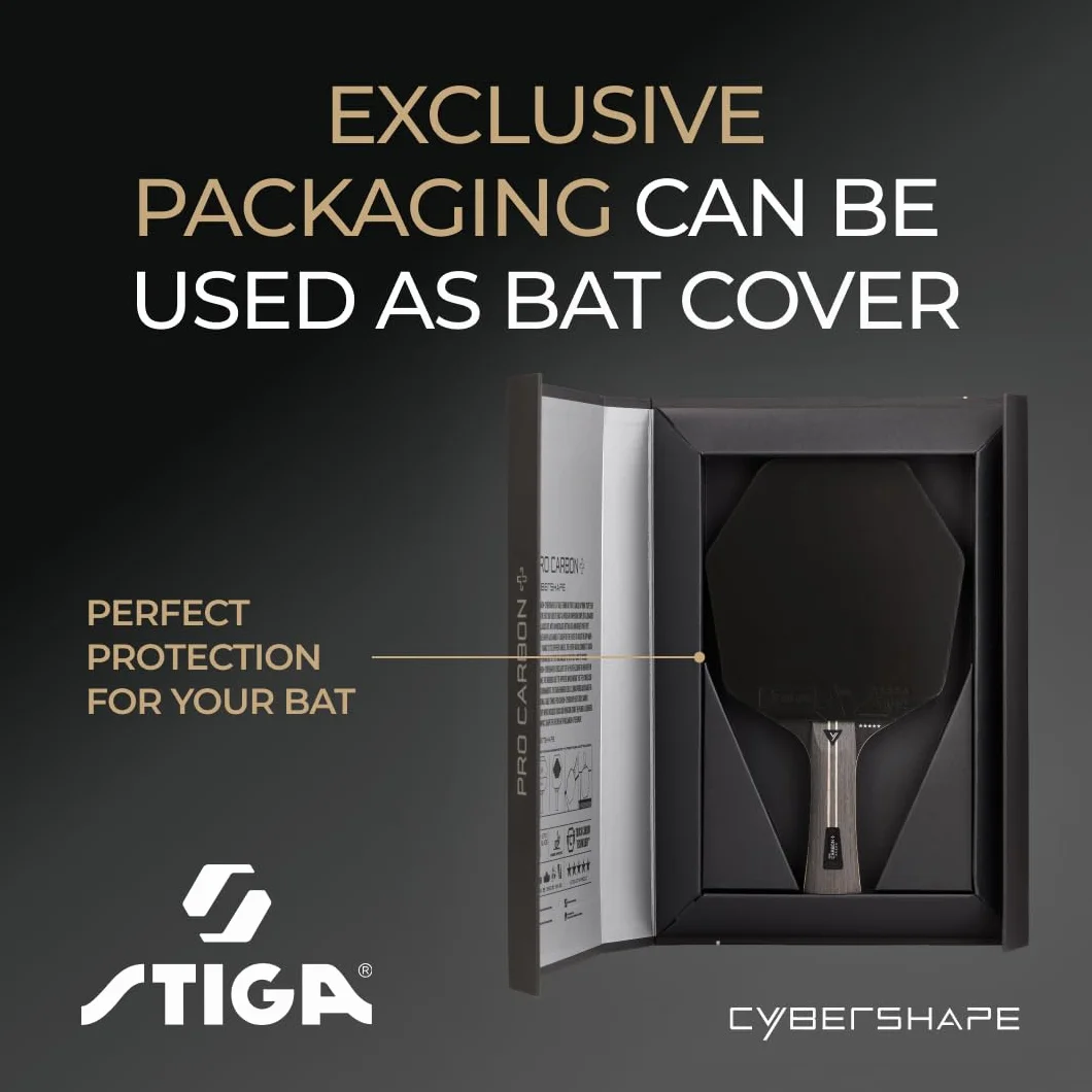STIGA Raqueta de Tenis de Mesa Cybershape Pro Carbon+, Raqueta de Tenis de Mesa 5 Estrellas con Forma Hexagonal para Jugadores Profesionales Ofensivos