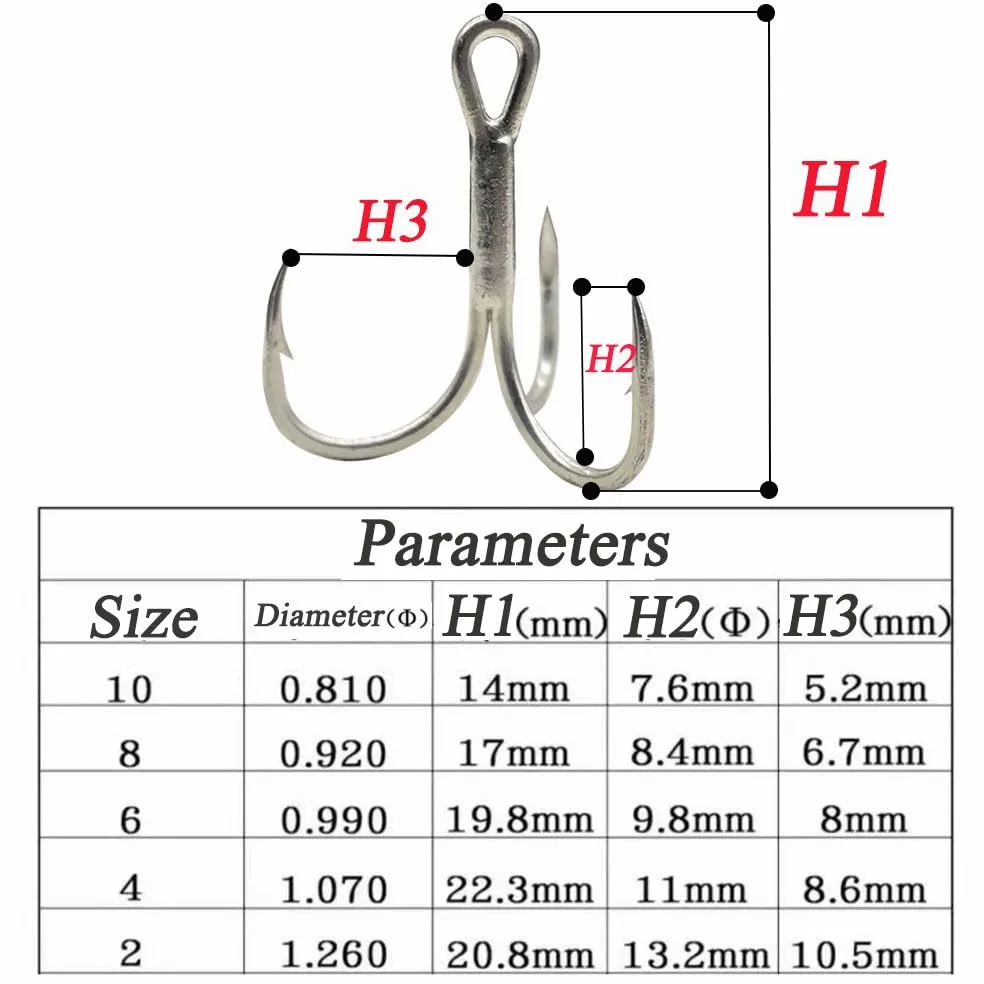 100 Uds anzuelos triples 4X Anzuelo de Pesca Fuerte Brabed Sharp Triple mar anzuelos de Pesca anzuelos de Asistencia