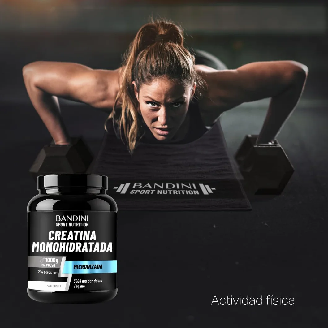 Bandini Creatina Monohidratada en Polvo 1kg Pura - Suplemento Deportivo sin Aditivos - 100% Vegano