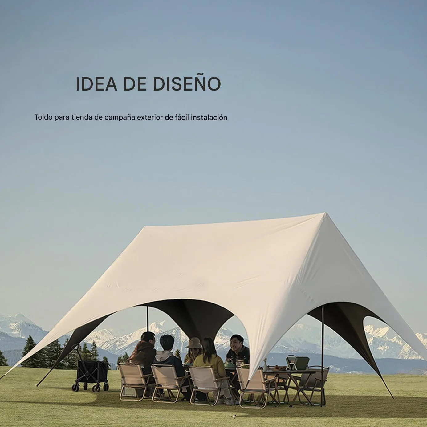 Toldo Exterior, Sombra Rápida para Camping, Estructura Resistente con Protección Solar para Barbacoa Boda Jardín Picnic Piscina Césped Terraza Porche