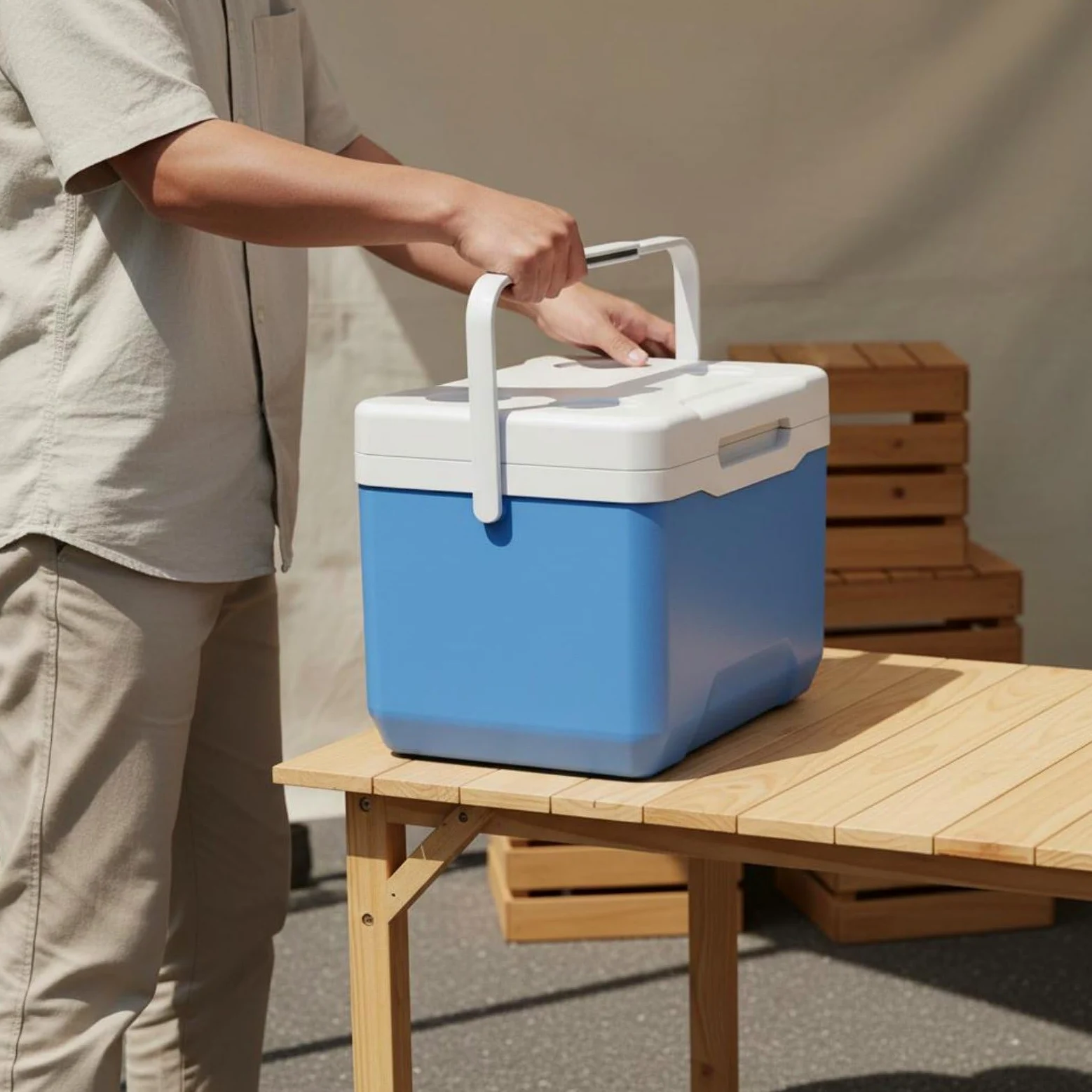 Homyl Portátil Caja de Hielo Contenedor Térmico Nevera Transportable Almacenamiento Aislante con Revestimiento Apto para