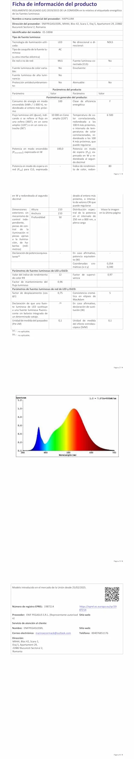 UFO LED Lámpara de Alta Bahía 100W 10000LM 6500K Blanco Frío IP65 Impermeable