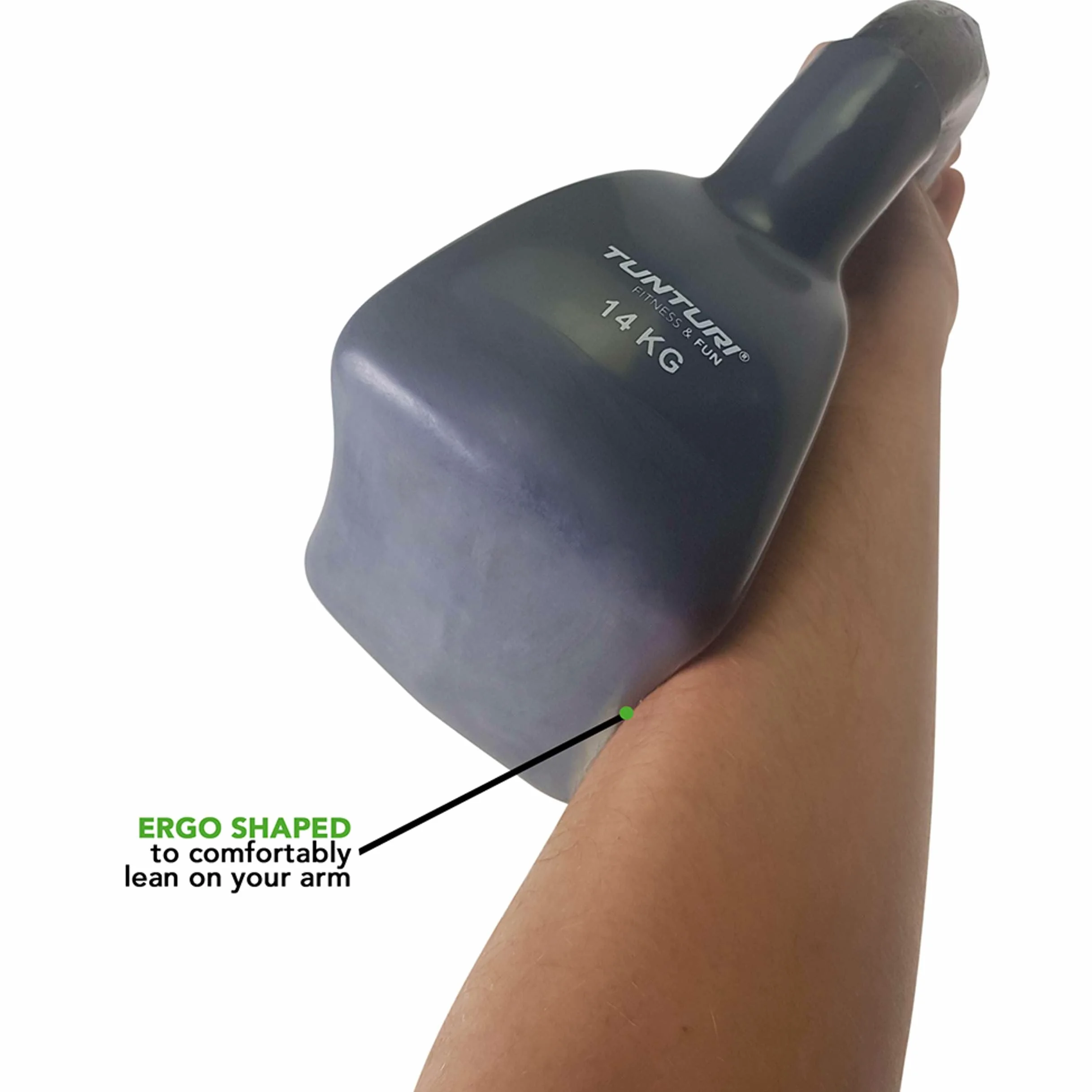 Tunturi Kettlebells Pesa Rusa Vinilo 14kg, Gris, Unisex Adulto, Grey, 1