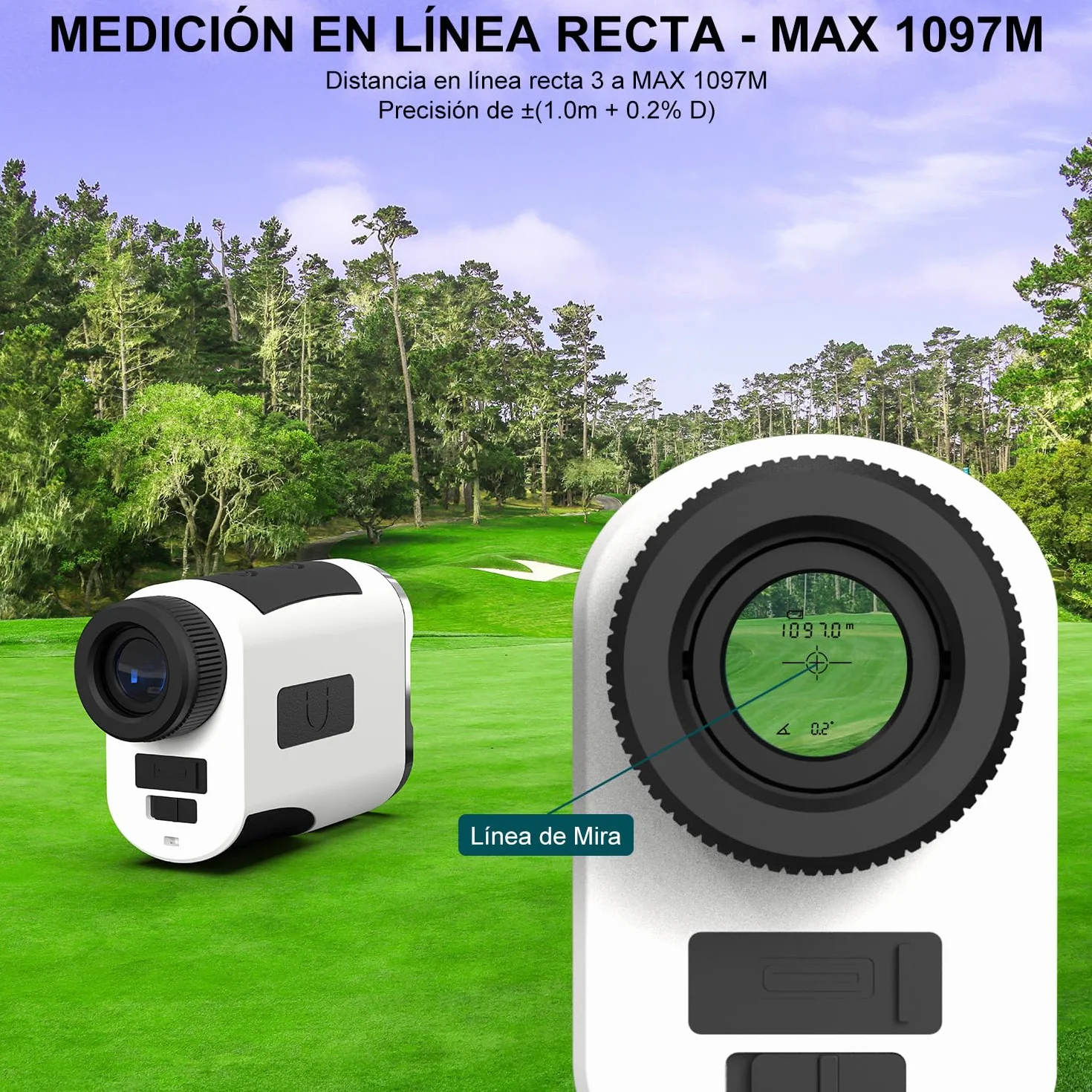 HANMATEK GR1200 Telémetro Láser de Golf 1097m 1200Y Precisión ±1.0m Magnificación 6.5X Compensación de Pendiente