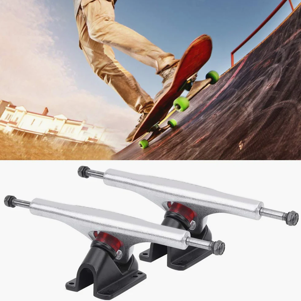 Tiiyee Eje de Monopatín, Longboard Camiones Patinar Aleación Aluminio Longboards Trucks Skateboard Truck Transmisión Skate Trueno Pulido Ejes Monopatines para Accesorio Monopatíns(Plata)