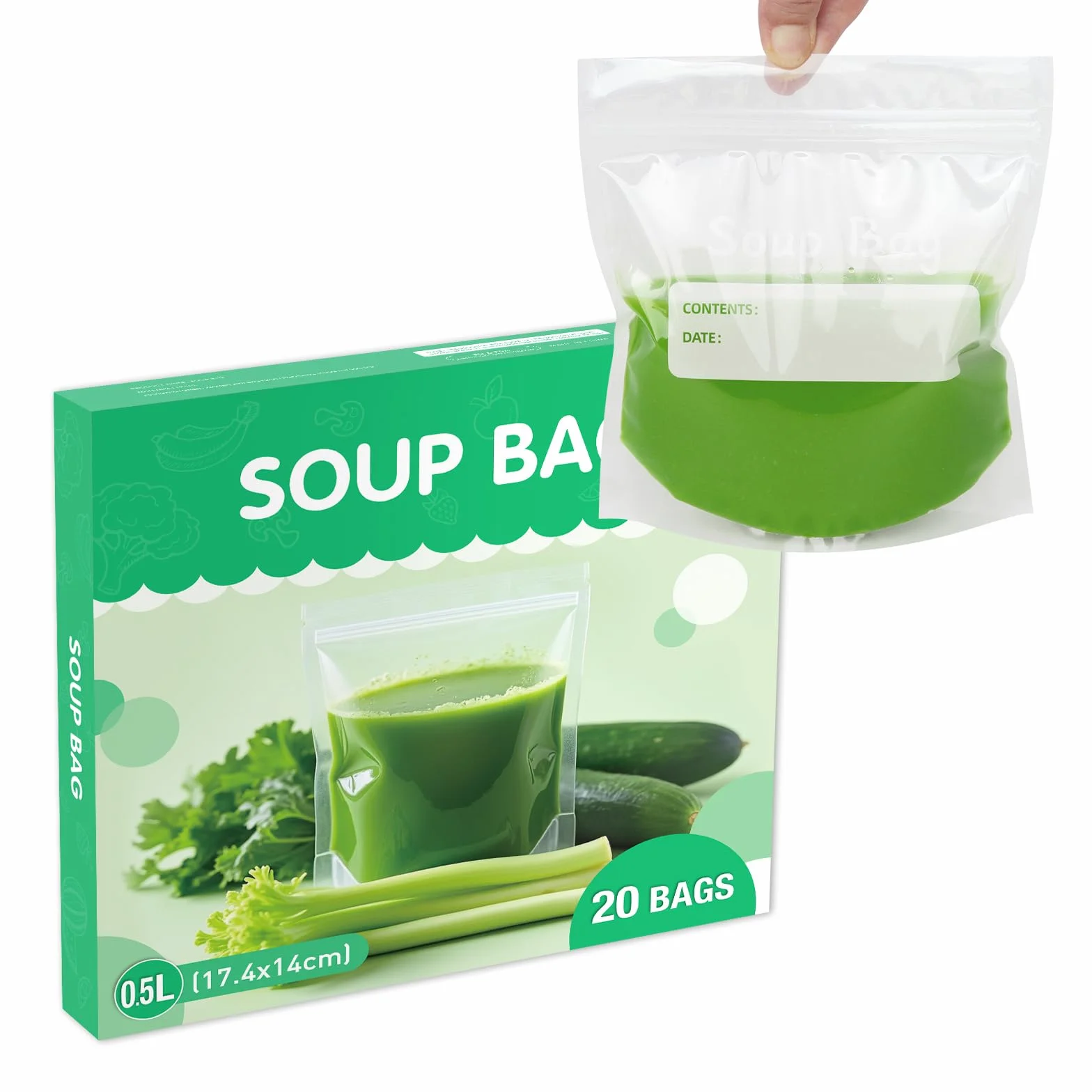 Bolsas de almacenamiento de líquidos reutilizables 500 ml para sopas salsas