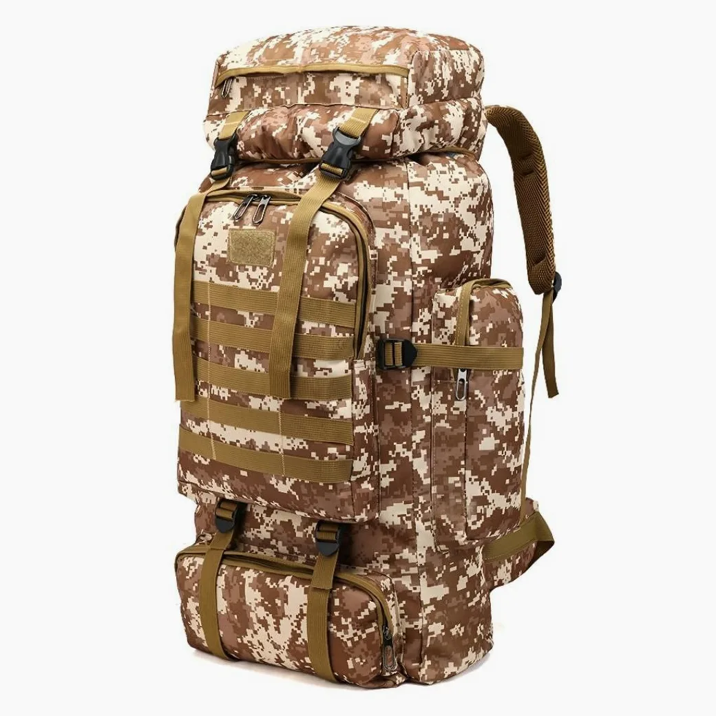 Mochila de senderismo 80 L, gran capacidad, impermeable, montañismo, senderismo, ejército, táctica, mochila de senderismo, mochila de viaje, 800D Oxford