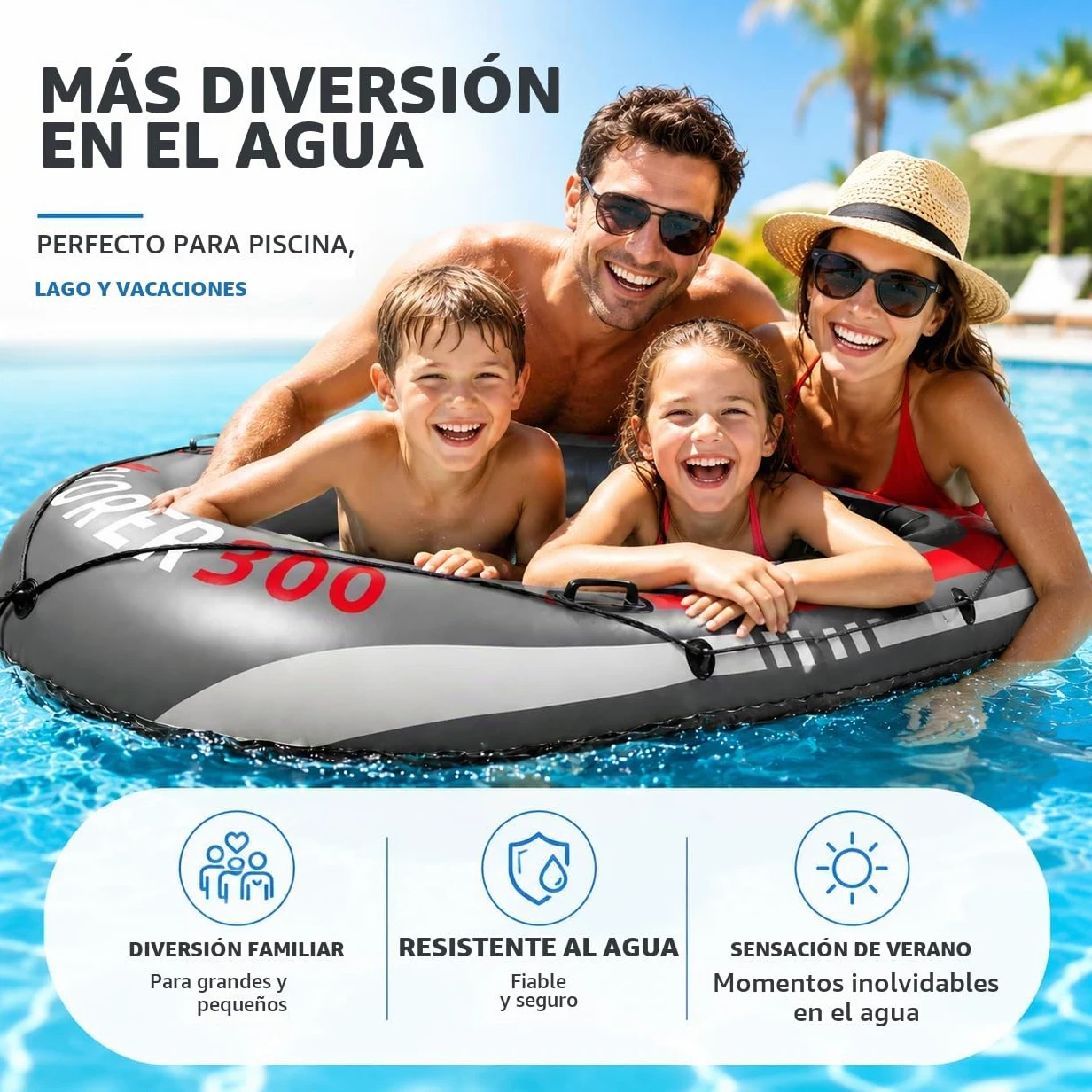 Bote inflable de 220 x 110 cm, para niños y adultos con pádel y cuerdas, barco inflable, bote de remo y bote de remos