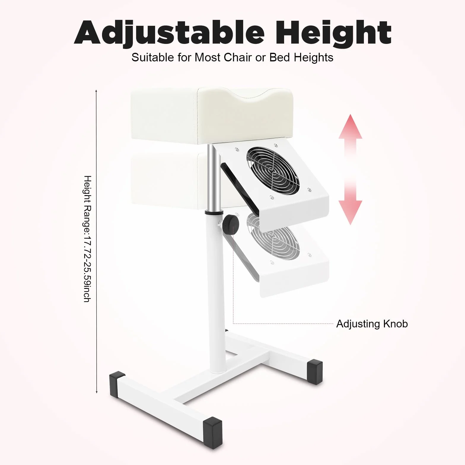 MINRS Taburete de Pedicura Silla Móvil Altura Ajustable Reposapiés Blanco
