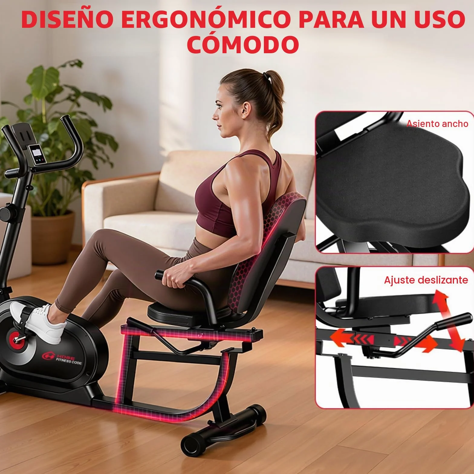 Bicicleta estática 5 en 1 con 16 resistencia magnética y capacidad de carga de 150 kg, ergómetro con respaldo y pantalla LCD, asas de frecuencia cardíaca, fitness