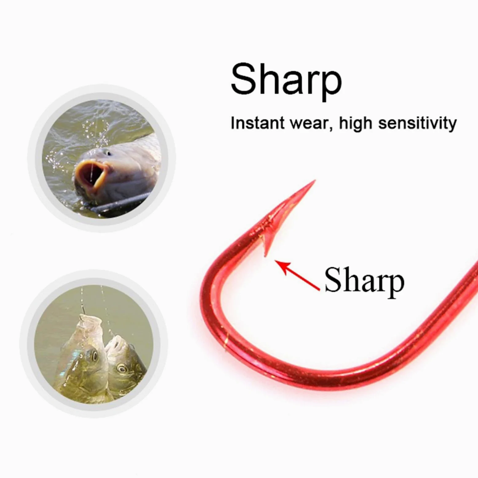HARAY Gancho de Pesca 10 Uds. Anzuelos de Pesca de Carpa de Acero al Carbono con Anzuelo único de púas anillado con Ojo for Pescar Alicates de Pesca (Color : 14#)