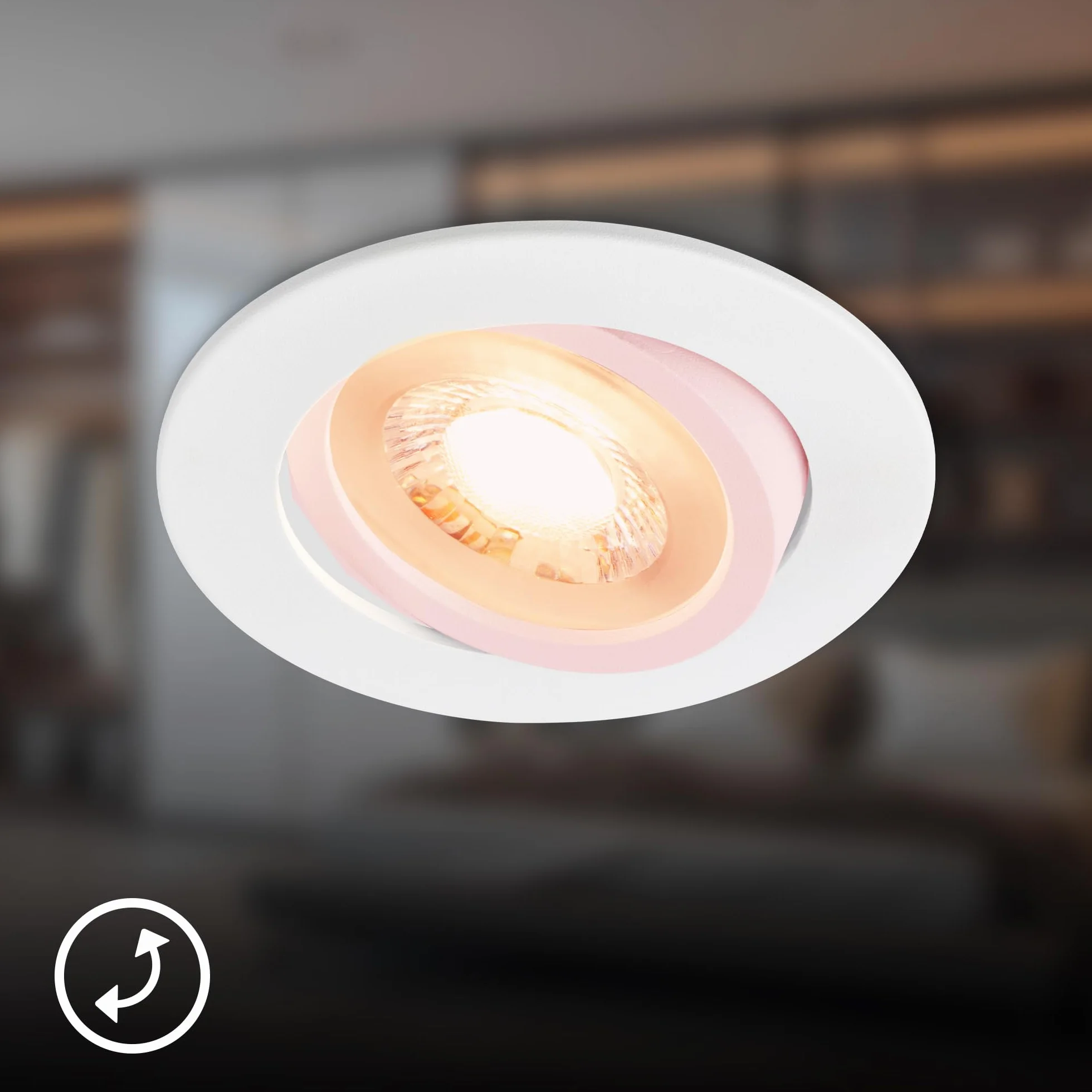 BRILONER Pack 3 Downlights LED techo empotrables planos 230V orientables luz blanca cálida 8x2,2 cm blanco