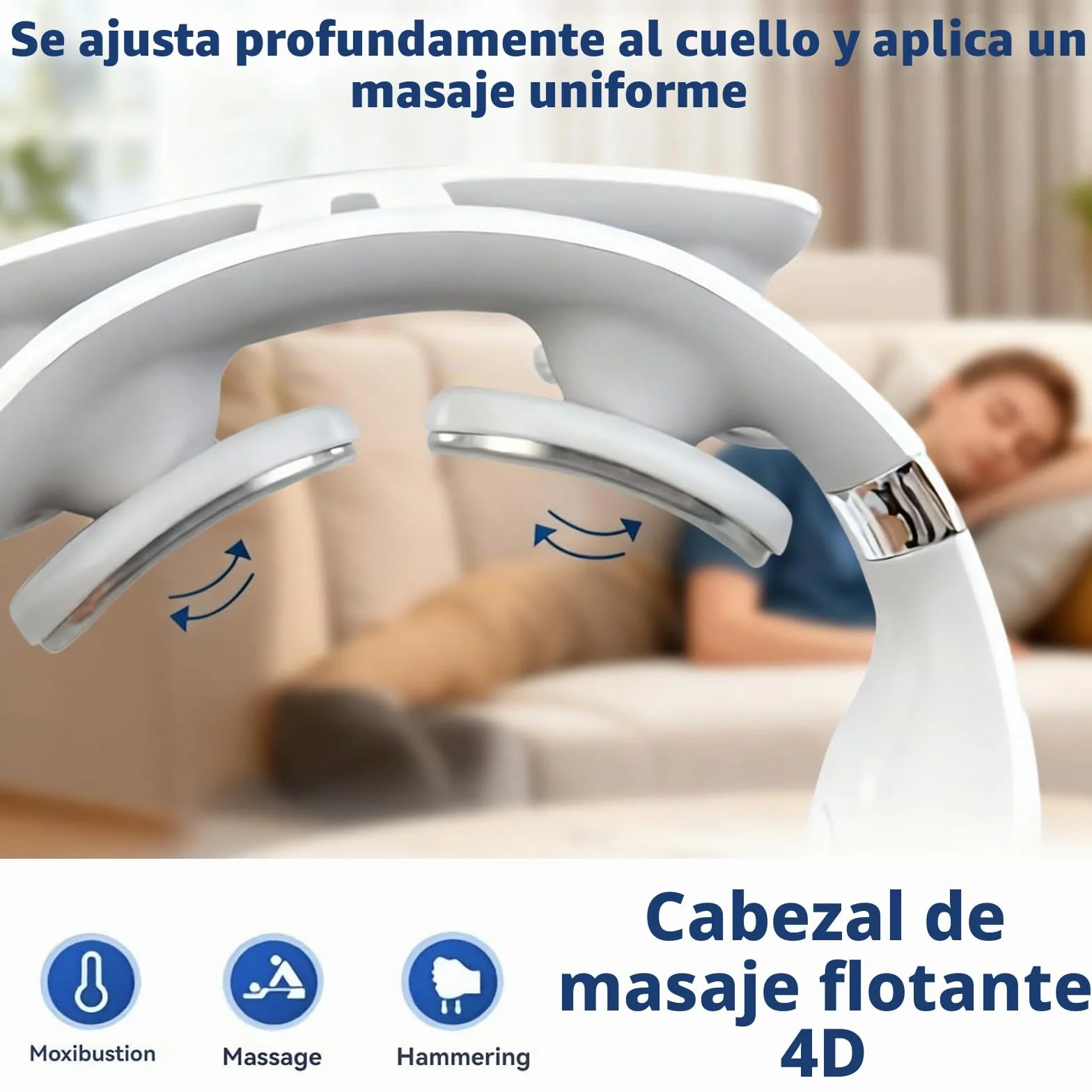 Masajeador cervical eléctrico de impulsos, 6 modos de masaje y calentamiento, 16 niveles de fuerza ajustables, portátil con control de voz