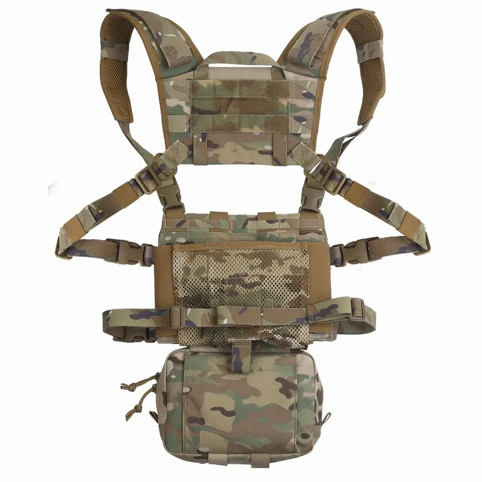 Genérico Chaleco Táctico Chest Rig Hebillas Rápidas, Multi Bolsillo Camo Bolsa Abdominal para Cosplay Deporte Outdoor