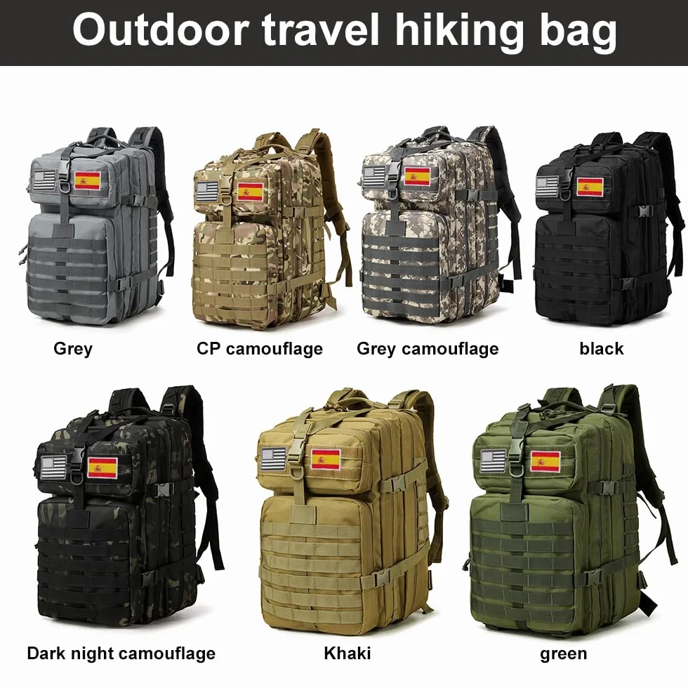 smallrun Mochilas Tácticas Militares 45L Mochila del ejército Gran Capacidad Mochila Crossfit Plegable Impermeable Mochila Montañismo, Senderismo, Acampada (Y NEGRO, Y)