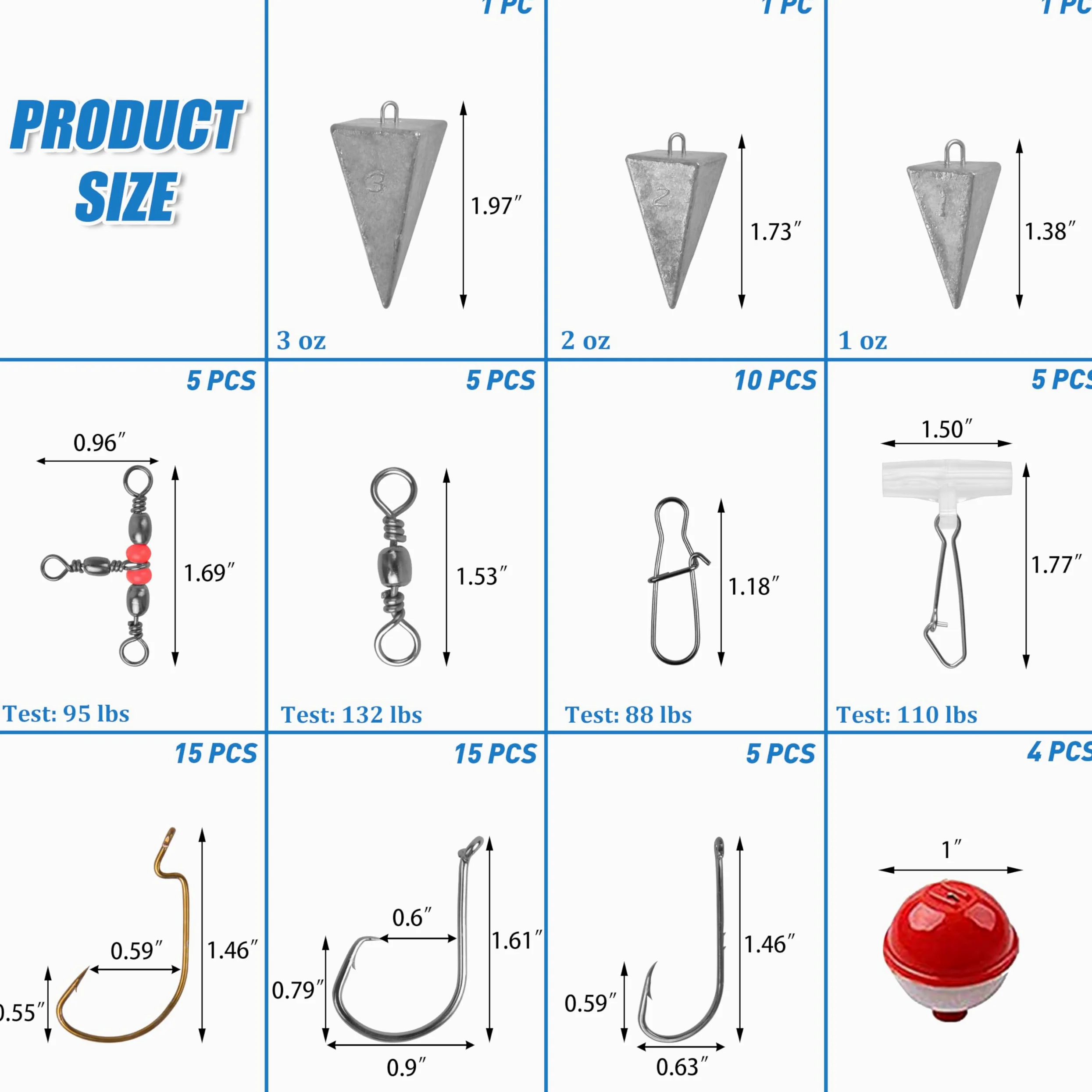 Kit de aparejos de pesca de agua salada, 131 piezas, incluye aparejos de líder de pesca, señuelo de pesca de agua salada, ganchos de cuchara giratorios, abalorio de flotación de peso en el océano, equipo de pesca de surf, accesorios de equipo de pesca de