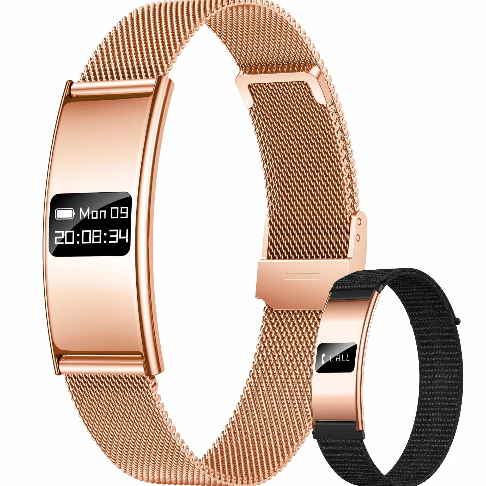 Pulsera Actividad Mujer Fitness Smartwatch: Reloj Inteligente Deportivo Delgado Monitor 24/7 y Sueño Ritmo Cardiaco SpO2 HRV Salud Función 5ATM Impermeable 2 Correas Aviso de llamada para Android iOS