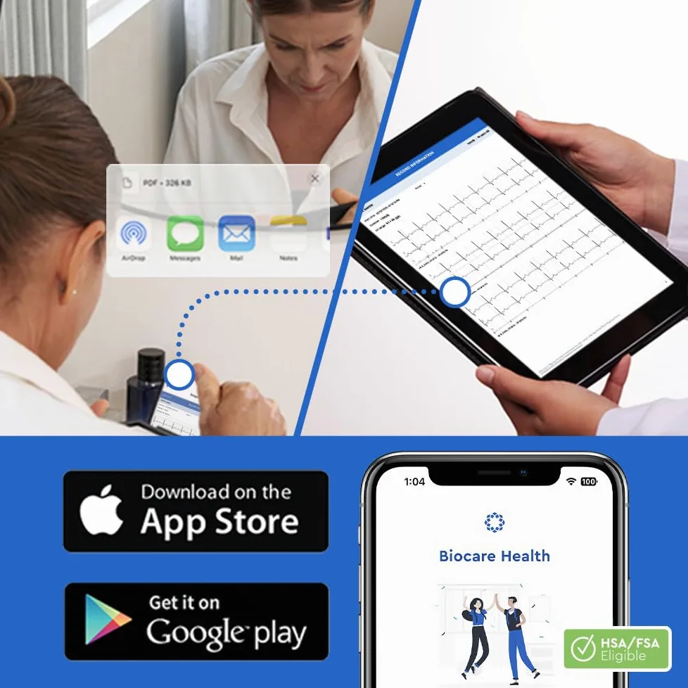 Monitor de frecuencia cardíaca Bluetooth Bioheart | Monitor de frecuencia cardíaca continua | Dispositivo móvil de frecuencia cardíaca con correa para el pecho | Suscripción de un año incluida