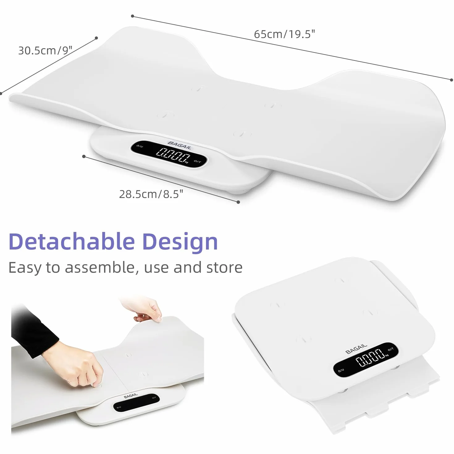 BAGAIL Báscula para bebés digital 180 kg dos en uno