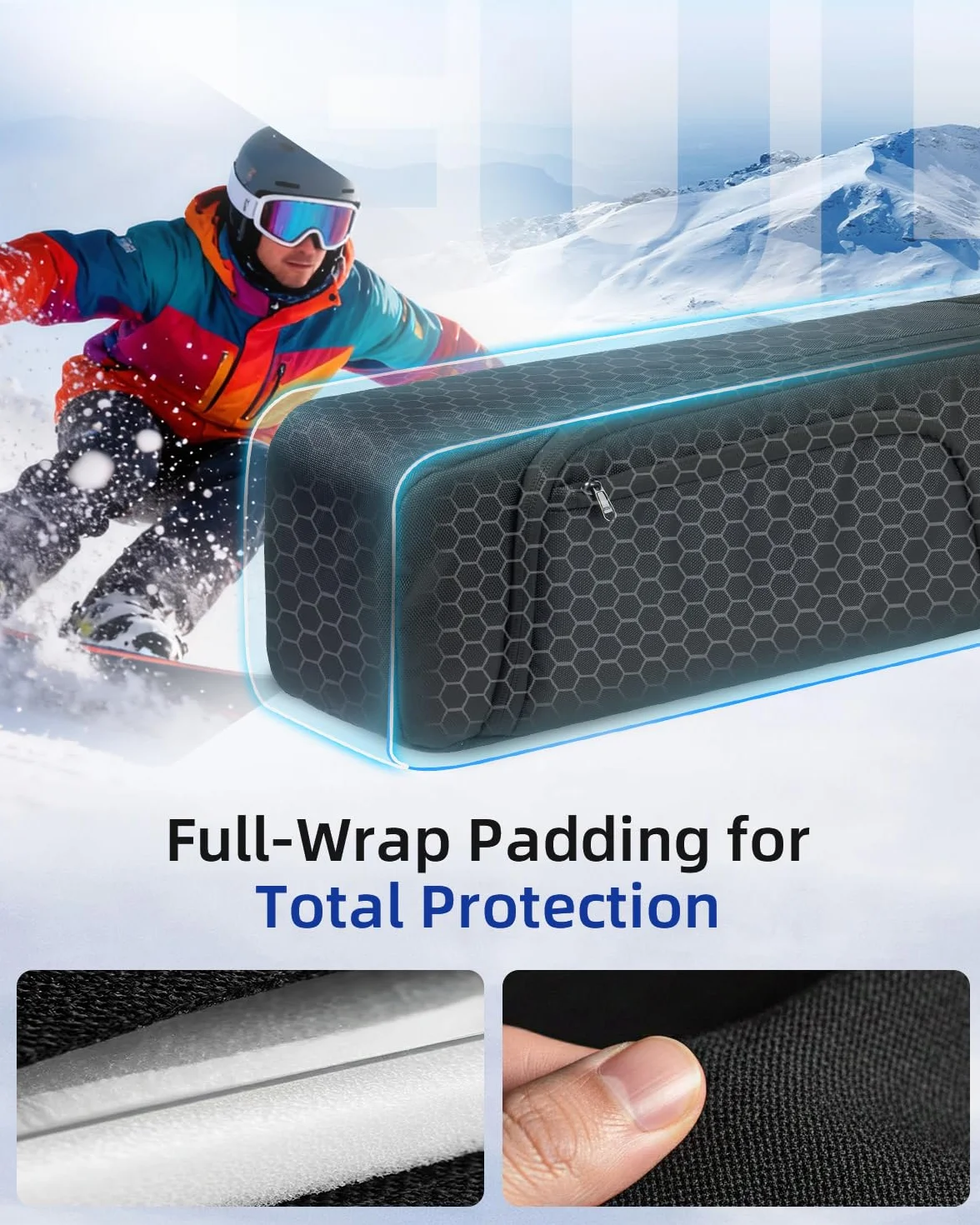Abahub Funda de Esquís y Bolsa de Snowboard Acolchada e Impermeable - Funda Tabla Snowboard hasta 153 cm, con Correa Ajustable - para Hombre y Mujer, Ideal para Viaje