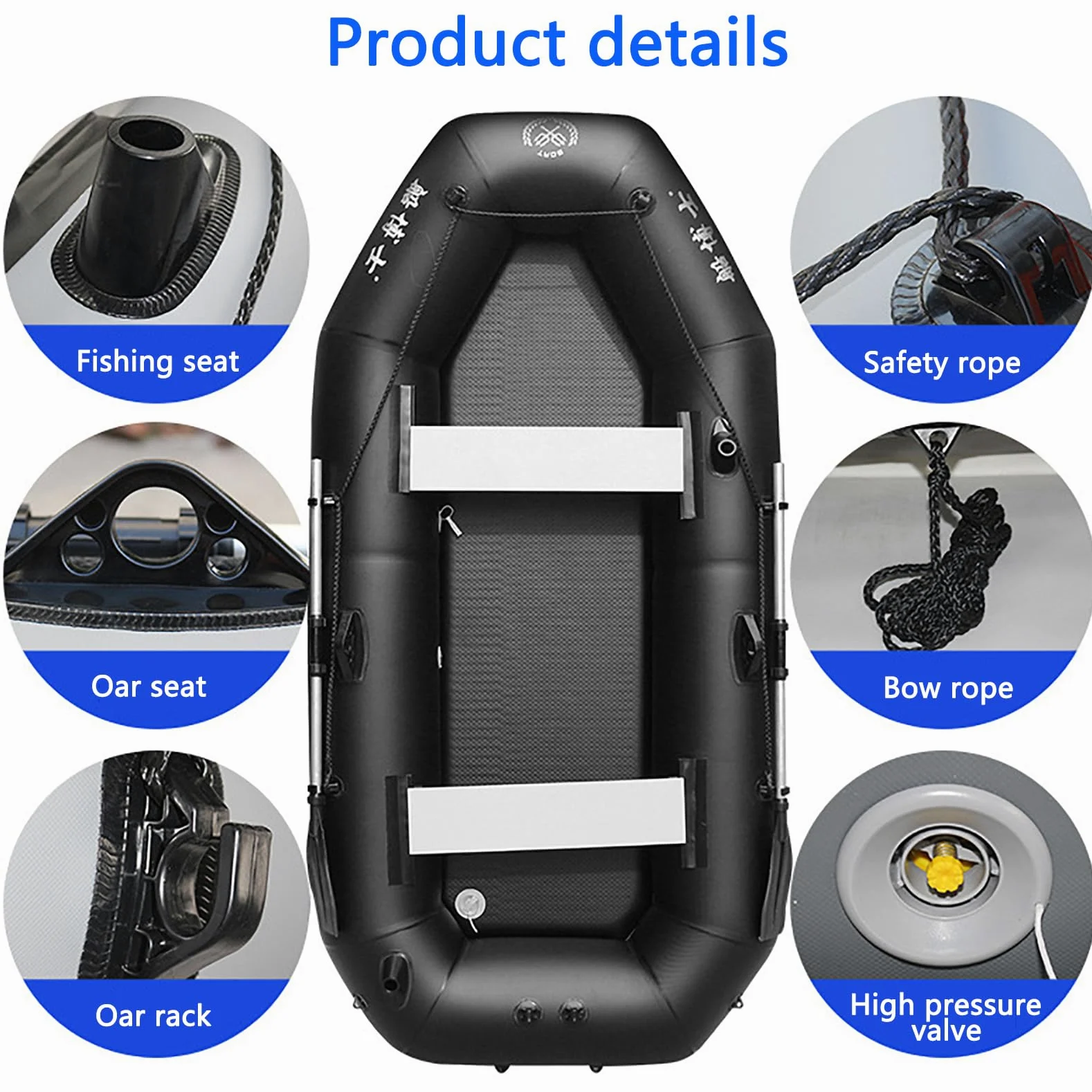 Kayak inflable – Balsa de pesca y deriva para 1 persona para aventuras acuáticas, soporta hasta 148 kg para lagos, ríos y mar