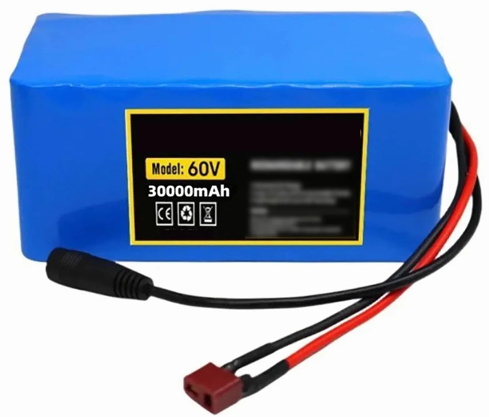 Batería De Bicicleta Eléctrica 60V 30AH Alta Potencia Con Cargador Y BMS 16S2P Impermeable Repuesto Extraíble For Motor 200W-1000W(T)
