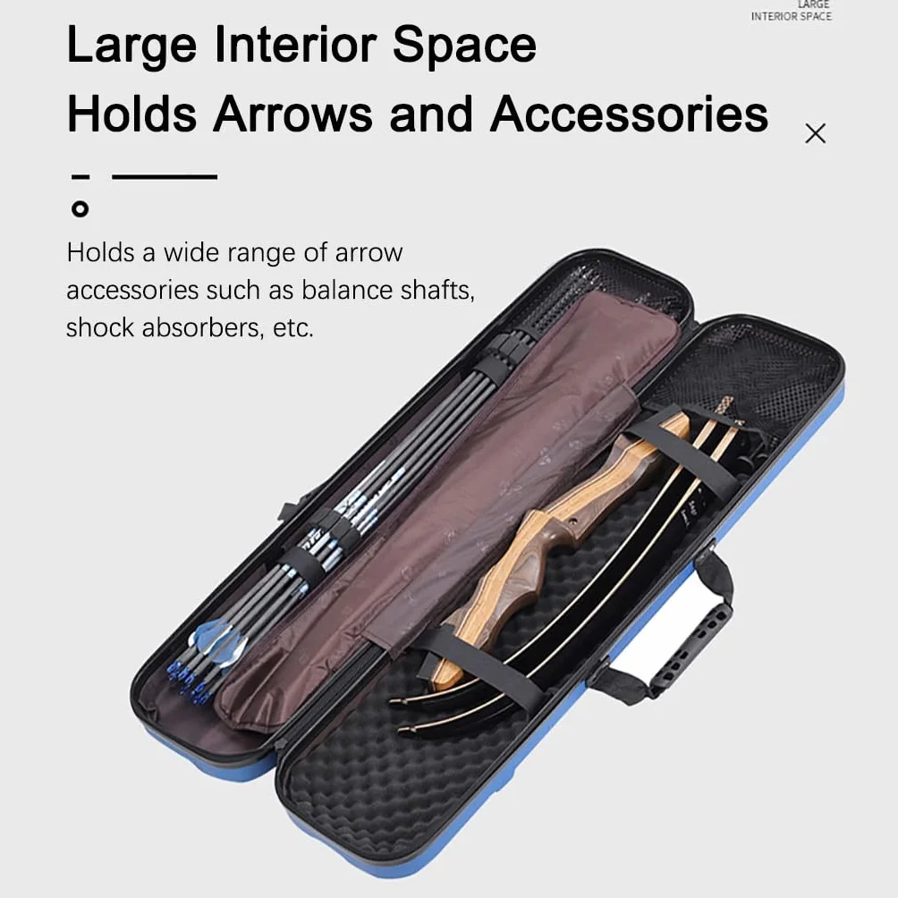 Funda para Arco Recurvo Takedown Duro,ABS Hard Shell Archery & Travel Bag for Hunting Shooting Practice,Mochila Ligera para Arco con Acolchado de Espuma Gruesa Y Bolsillos(Size:90*20*14cm,Color:azul)