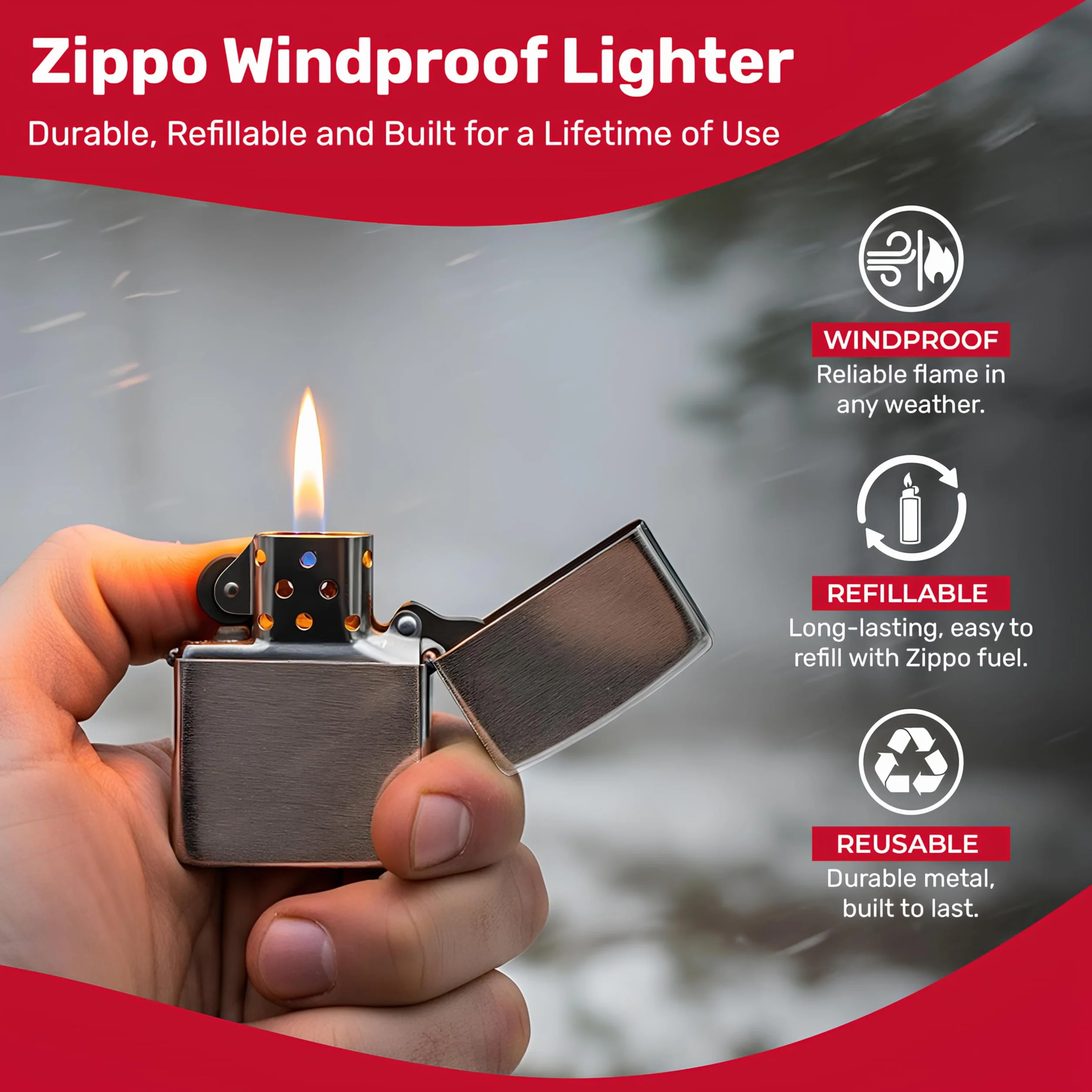 Zippo Mechero de Gasolina Cromo