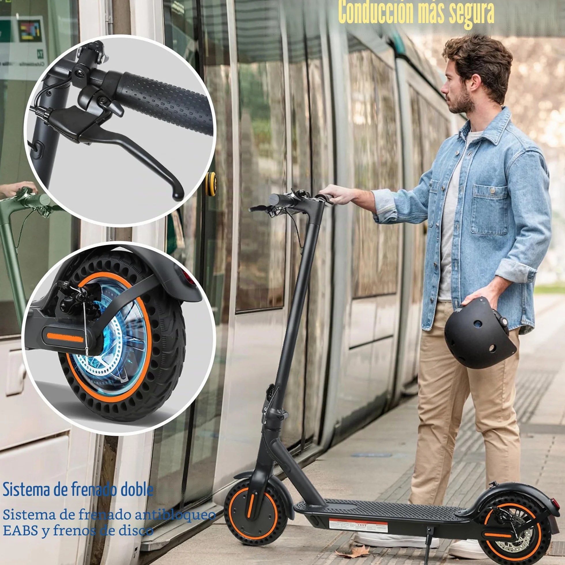 Patinete eléctrico Adulto, Velocidad 25 km/h, autonomía 30 km, neumáticos llenos de 8,5 Pulgadas, Patinete eléctrico Plegable con Motor de 250 W, Doble frenado y Control vía App y Pantalla LED