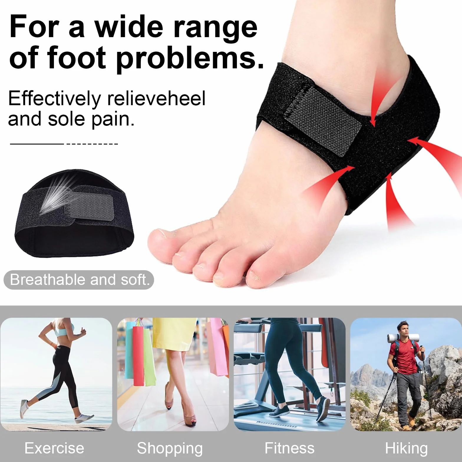 Protector Talon Taloneras Silicona Ajustables Fascitis Plantar Tendinitis Aquiles Espolón óseo Dolor Talón (34-40)