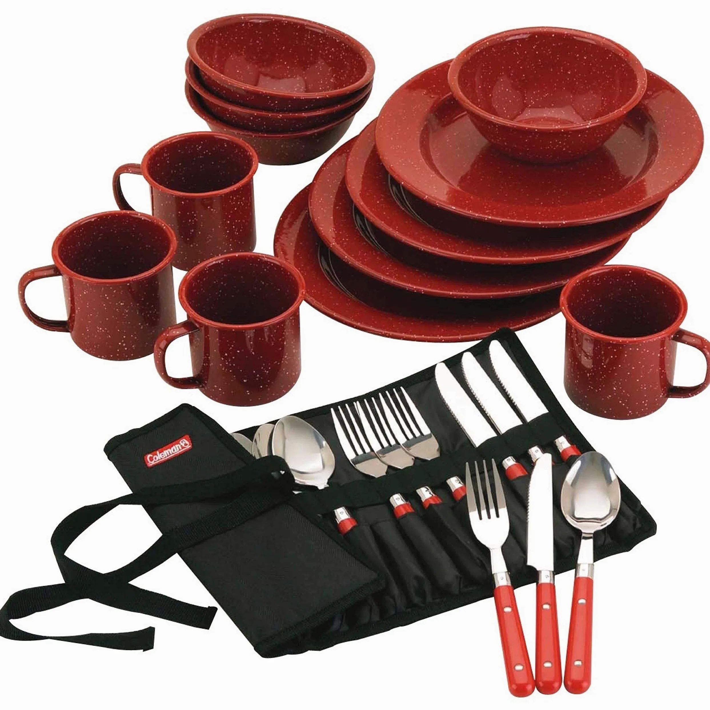 Coleman Speckled Enamelware Dining Kit (Red) [Sports] (japan import)
