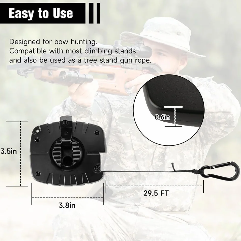 Para artículos esenciales de caza, recupera eficazmente tu arco con una herramienta de elevación Treestand de 32 pies