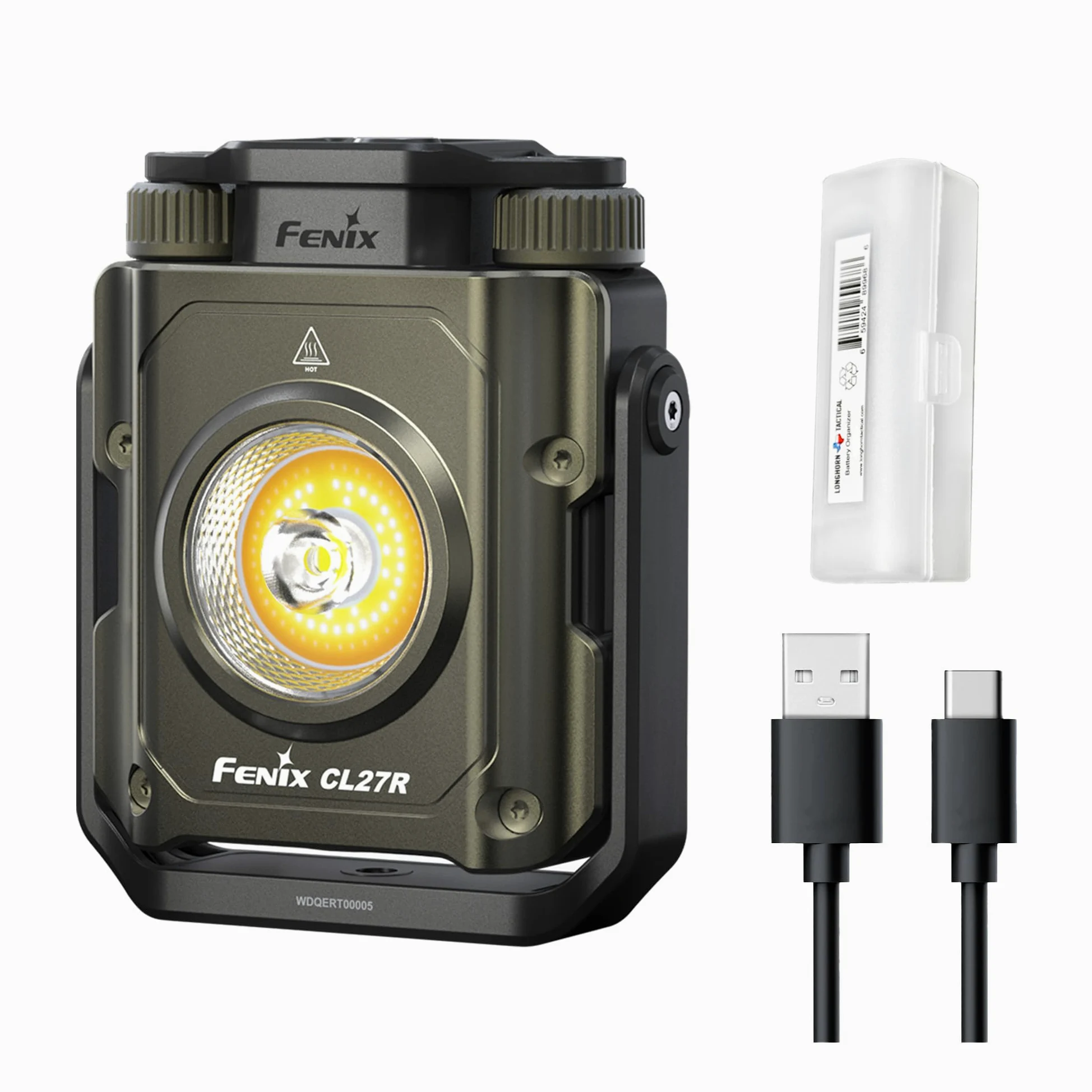 Fenix CL27R Linterna de camping, 1600 lúmenes, recargable por USB-C, impermeable, portátil, con LED blancos y rojos y organizador Lumentac para emergencias de corte de energía por huracanes y lugares
