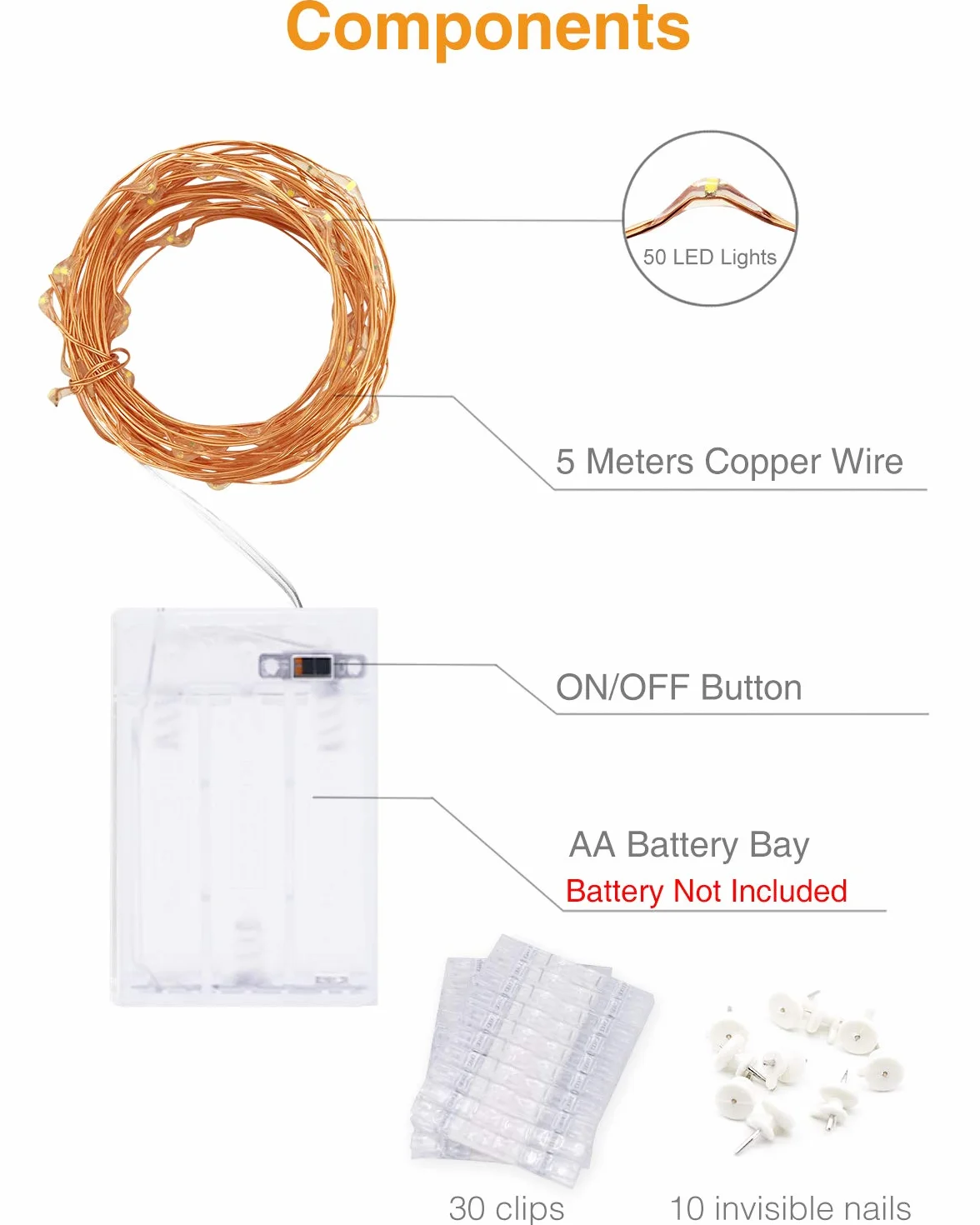 Kolpop 5m 50 LED Clip Cadena de Luces Fotoclips Guirnalda para Colgar Fotos Decoración