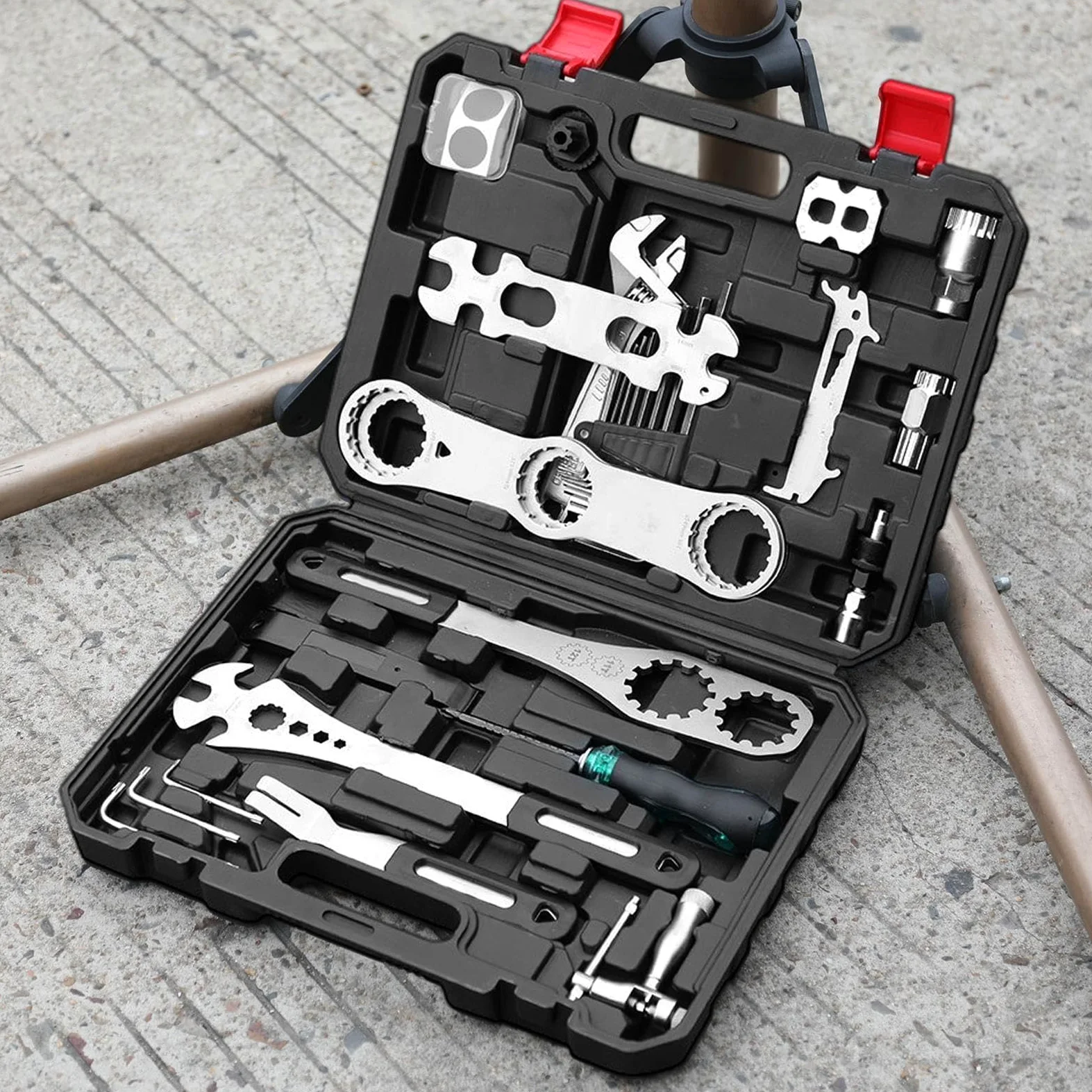 Kit De Herramientas Para Bicicleta Destornillador con estuche de | Herramientas Reparación Ciclismo para cadena, freno, neumático, sillín, y para en casa, taller y garaje