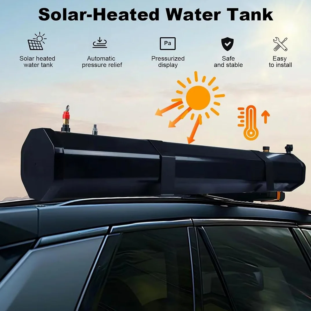 Depósito de agua presurizado portátil con manguera y boquilla para duchas al aire libre y limpieza de vehículos, ligero y duradero para acampar y uso fuera de la red